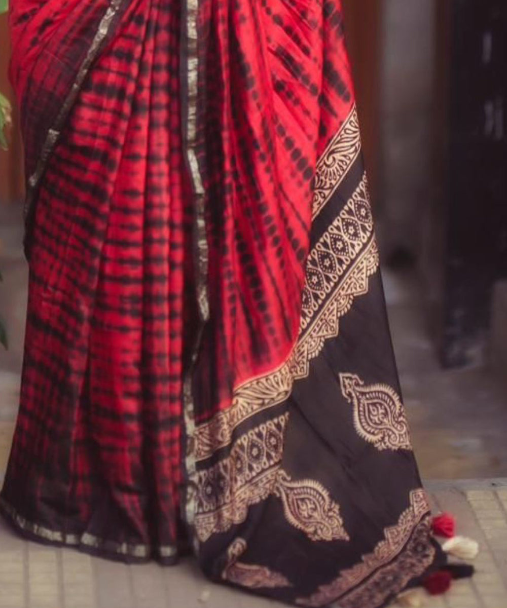 Saree Crimson Tie Dye Elegance