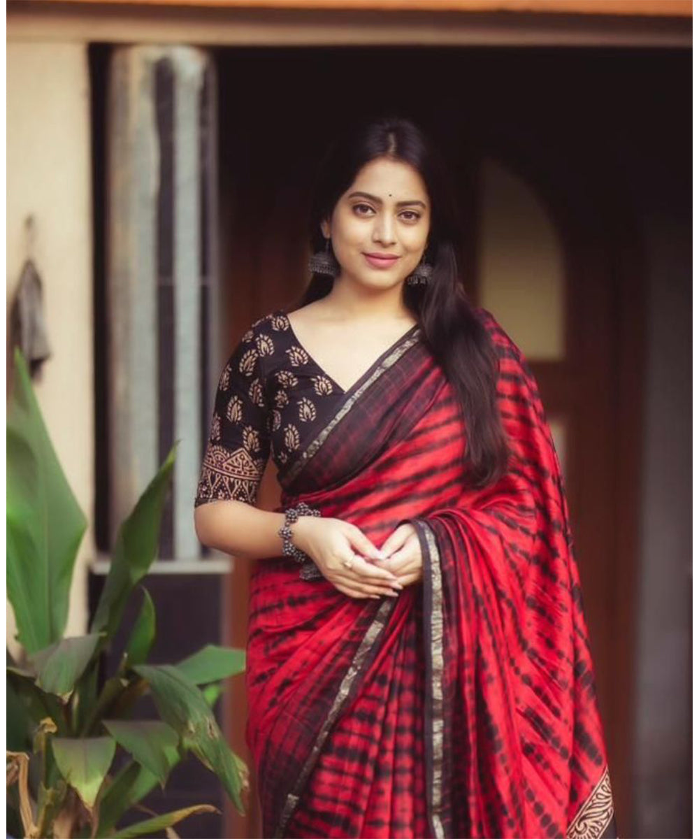 Saree Crimson Tie Dye Elegance