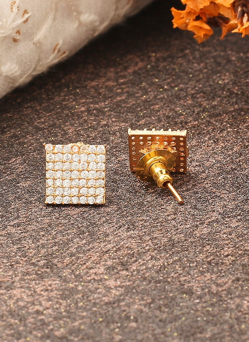 White Gold Square Earrings