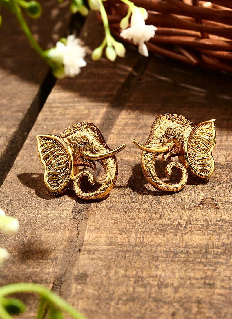 Gold Plated Elephant Earrings