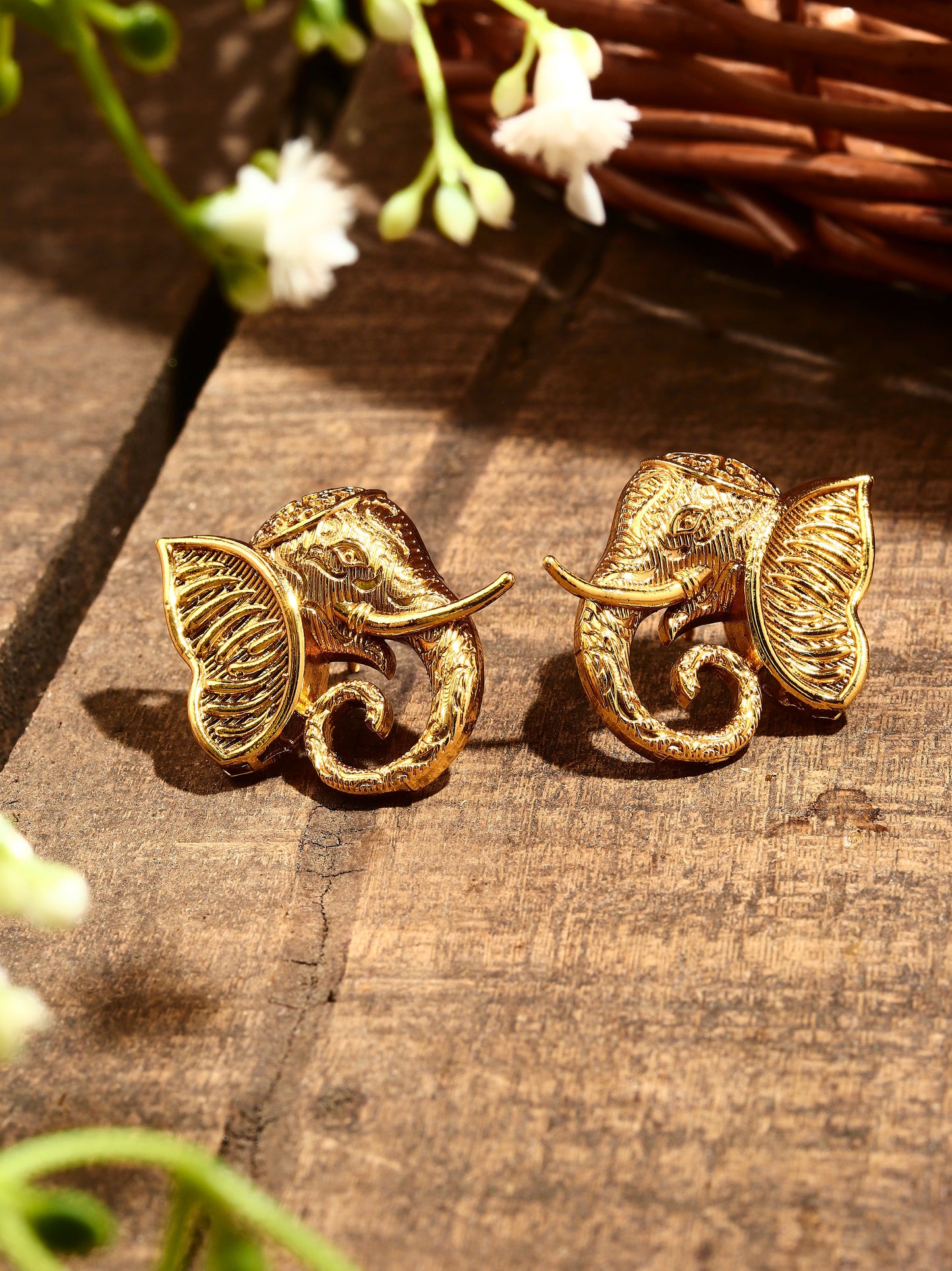 Gold Plated Elephant Earrings
