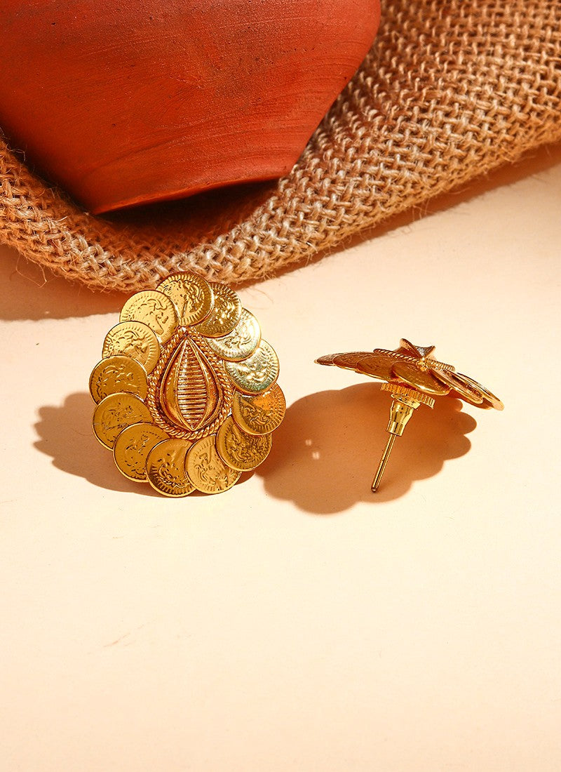 Leaf Shaped Earrings with Motif