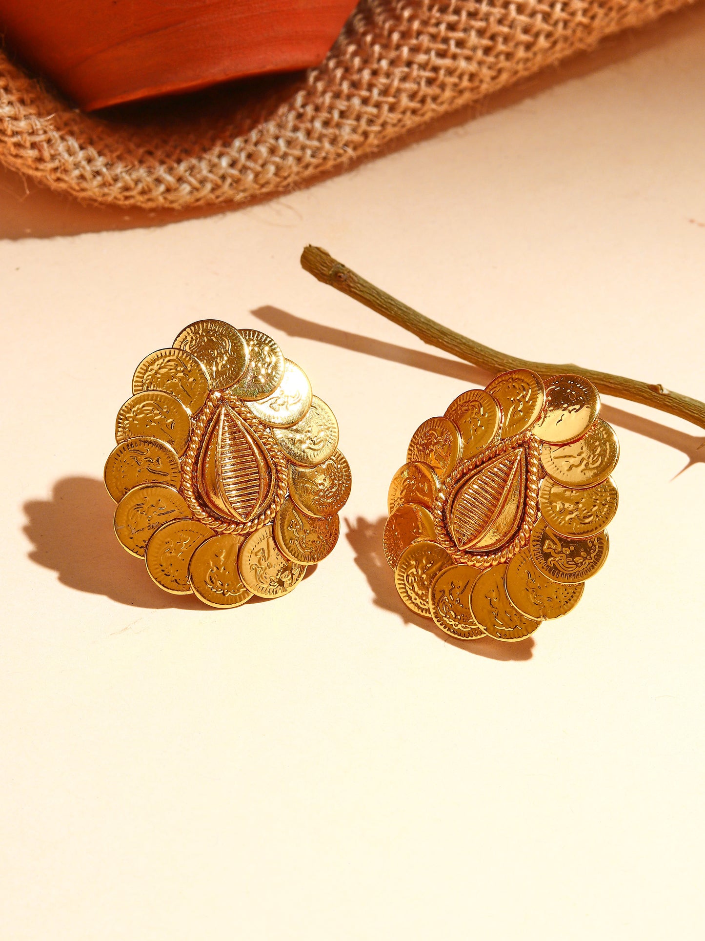 Leaf Shaped Earrings with Motif