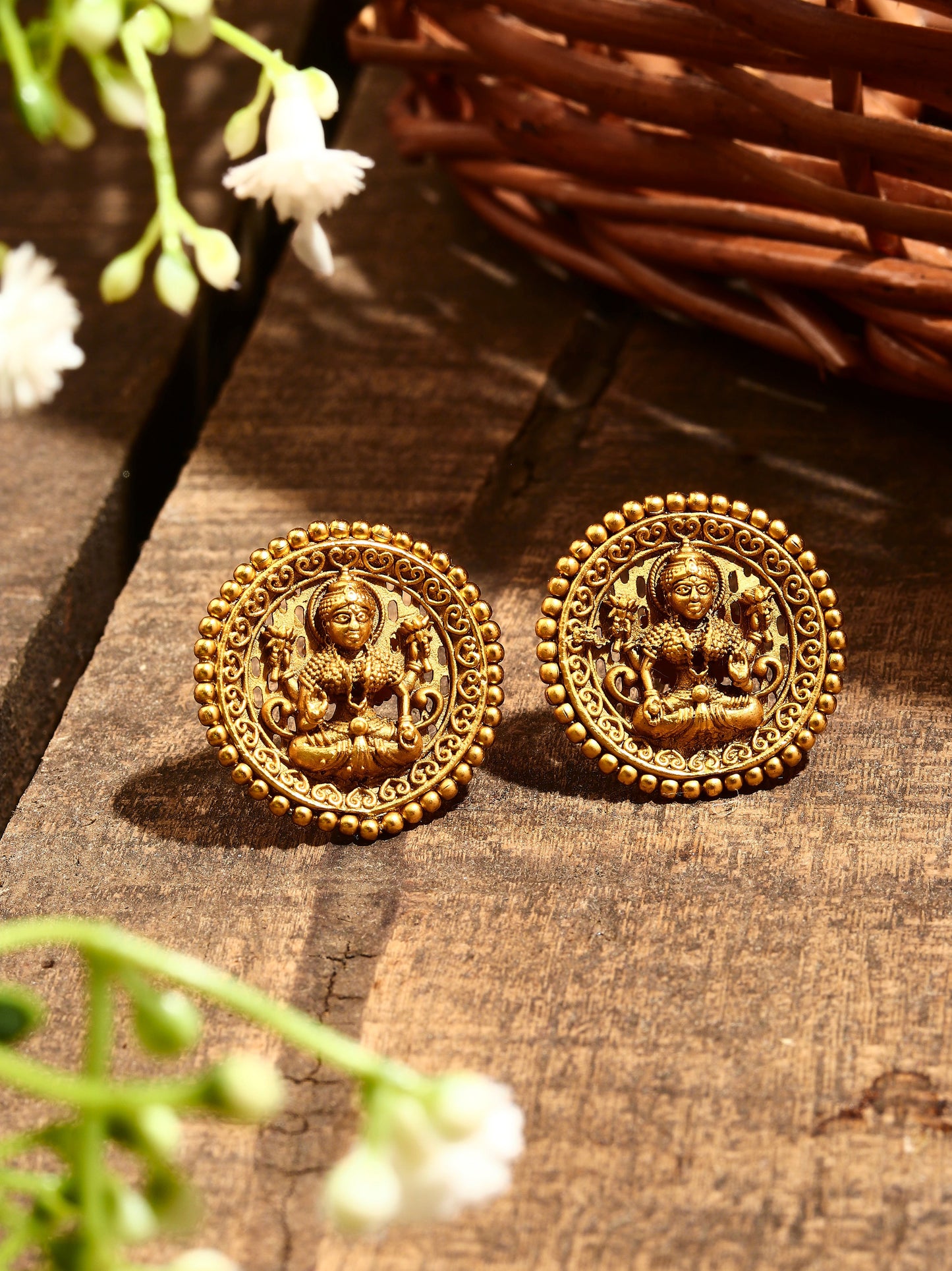 Gold Plated Motif Earrings