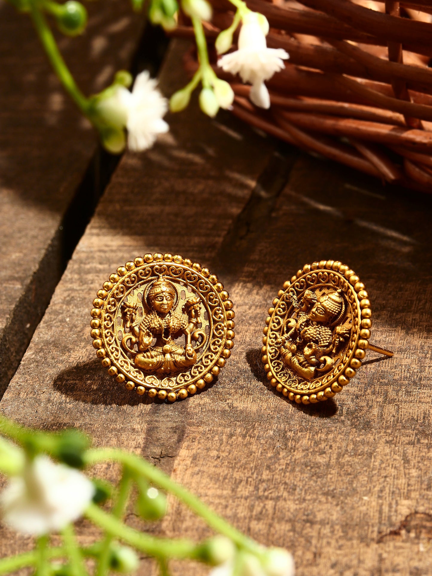 Gold Plated Motif Earrings
