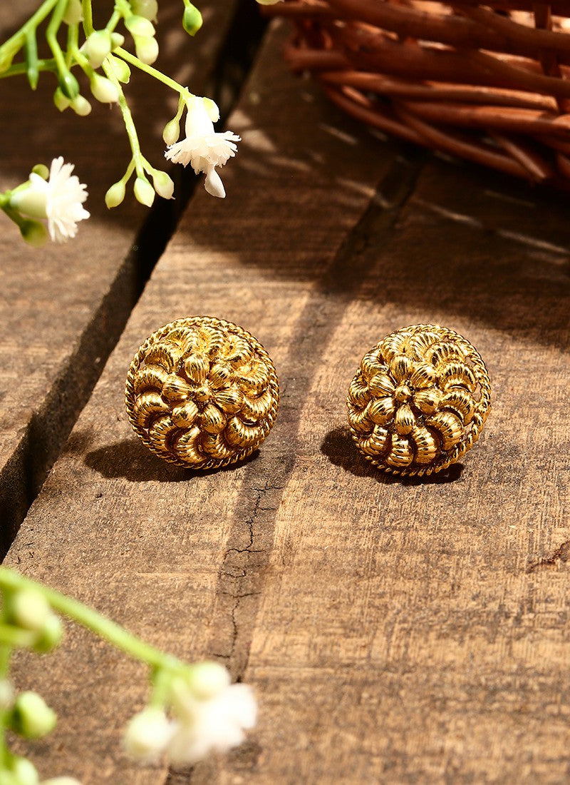 Round Gold Plated Earrings