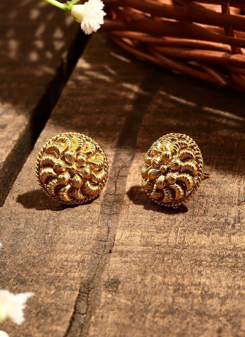 Round Gold Plated Earrings