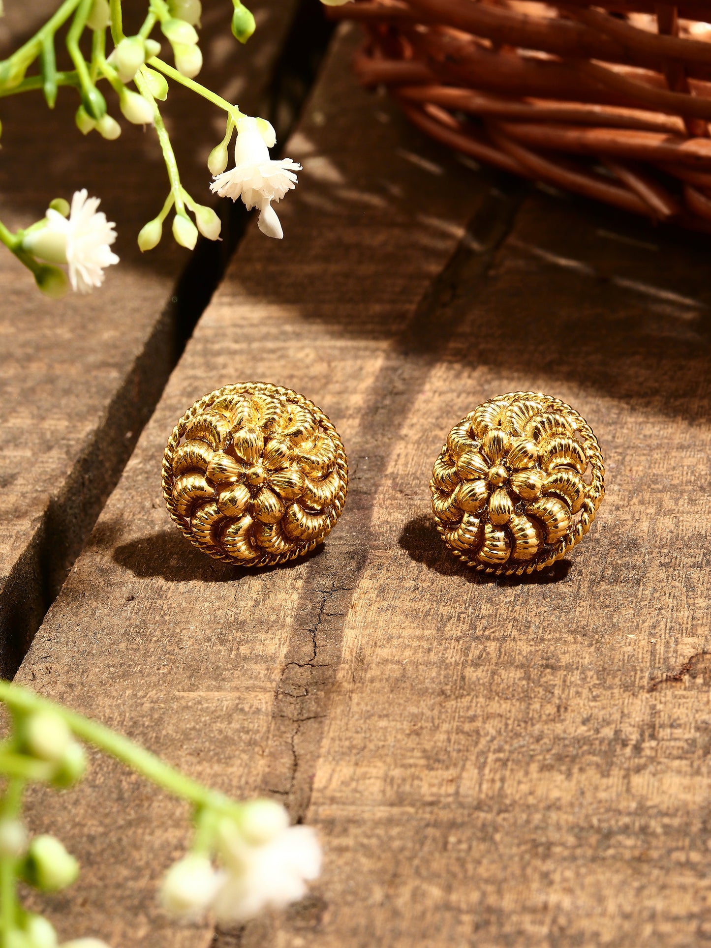 Round Gold Plated Earrings