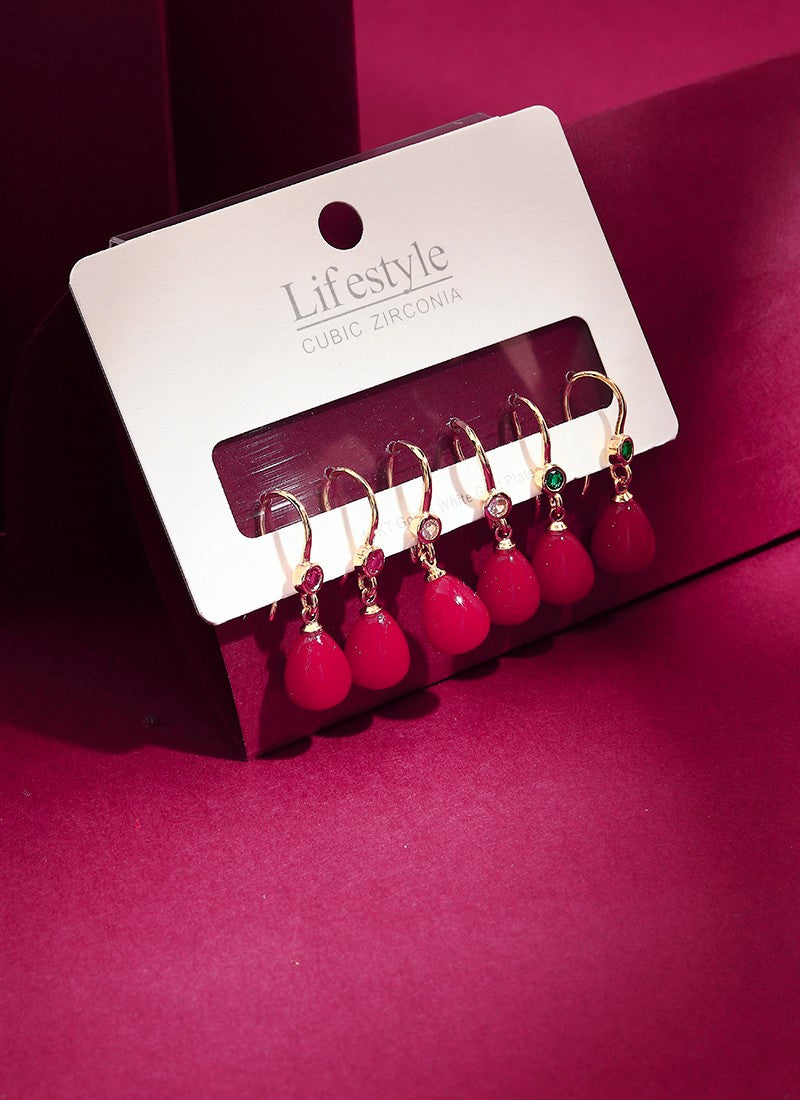 3 Set of Red Earrings