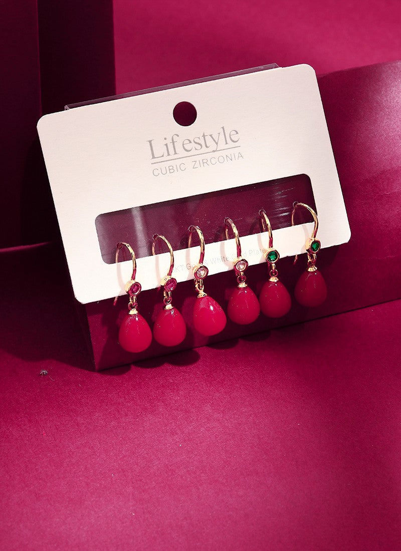 3 Set of Red Earrings