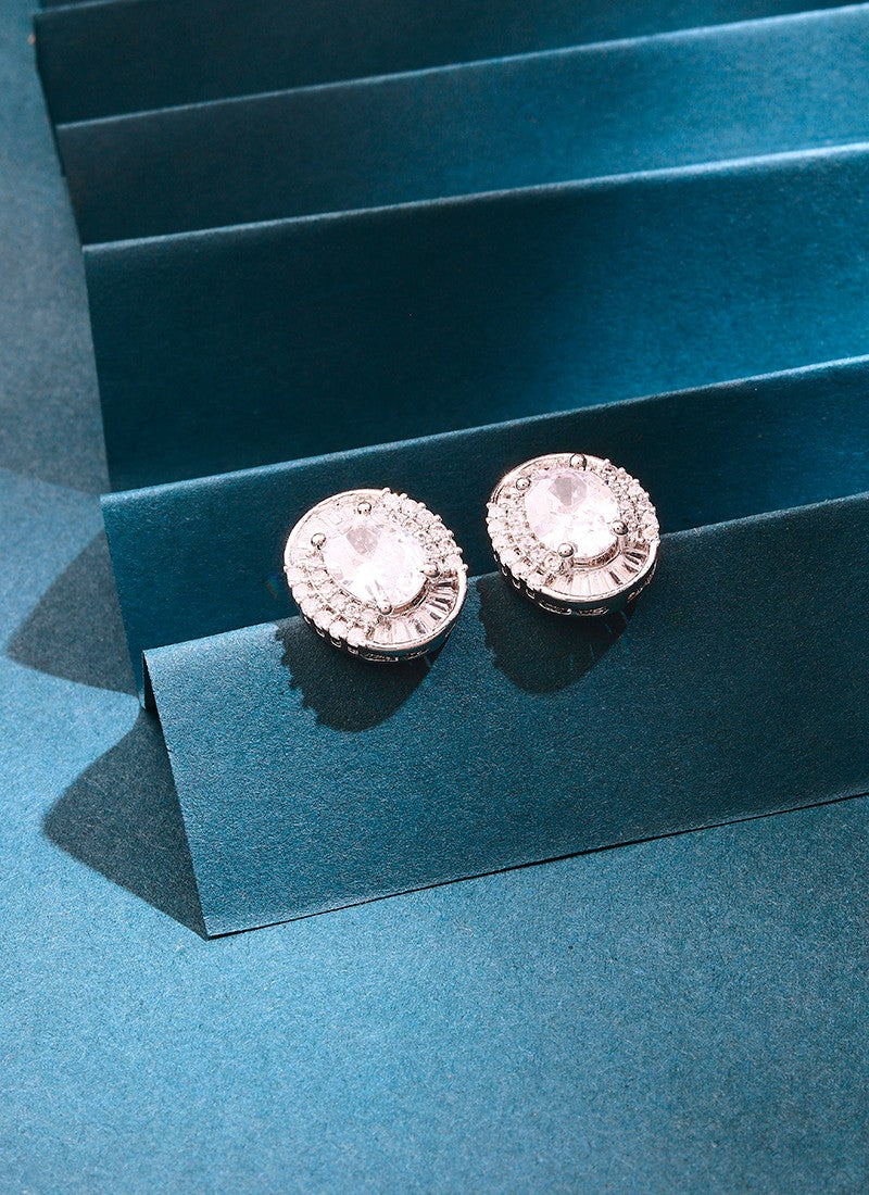 Round Shape American Diamond Earrings