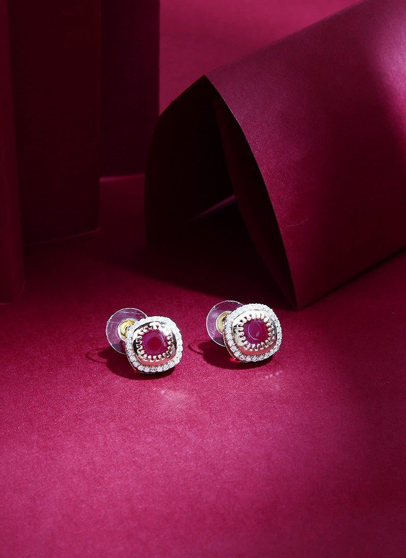 Pink Stone Kundan Earrings