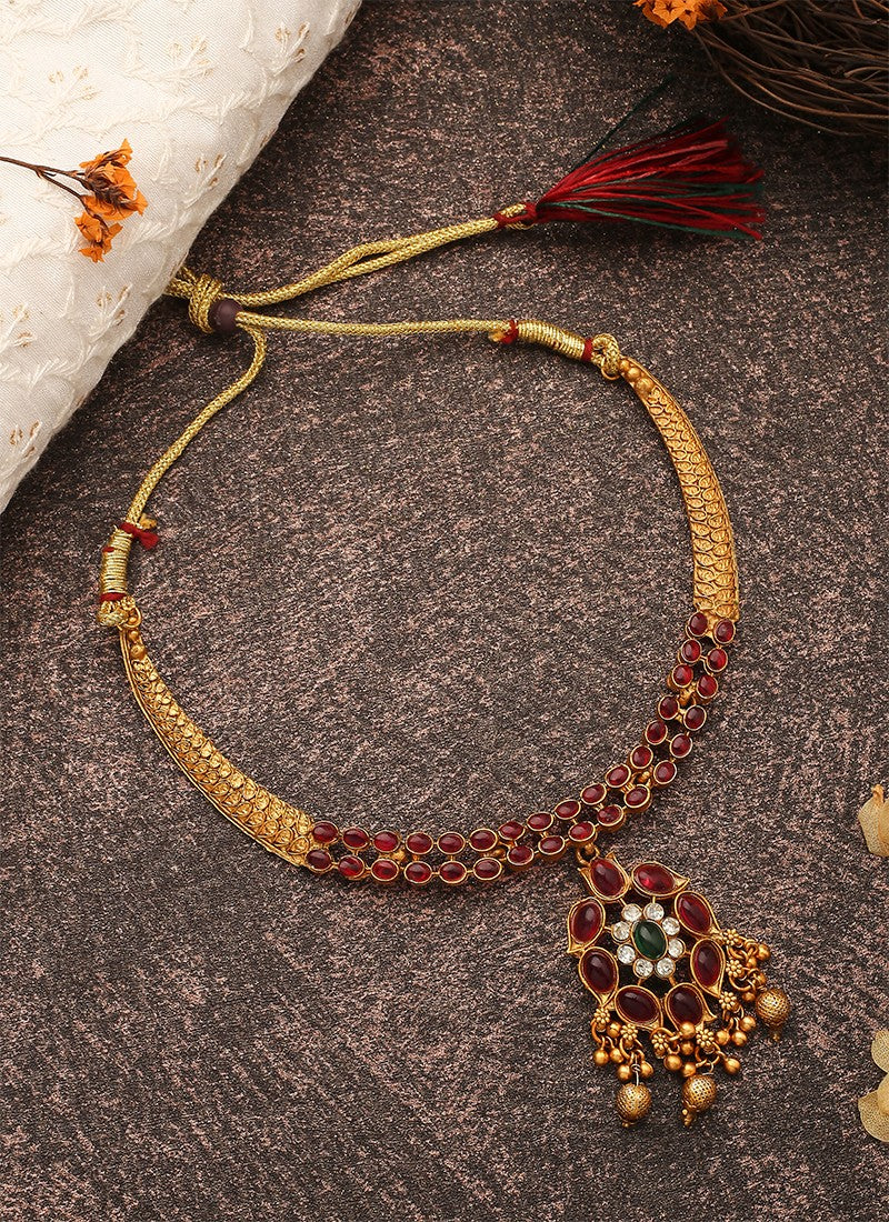 Multicolour Round Shaped Necklace Set