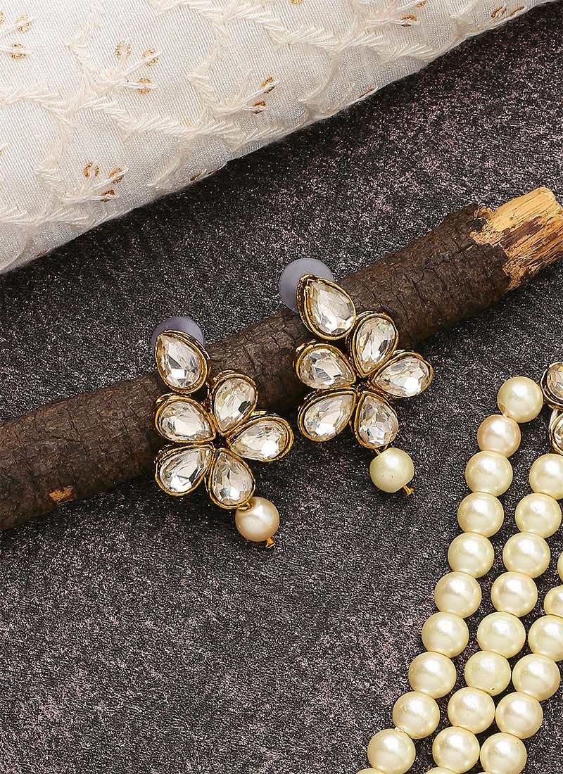 White Gold Necklace Set With Earrings
