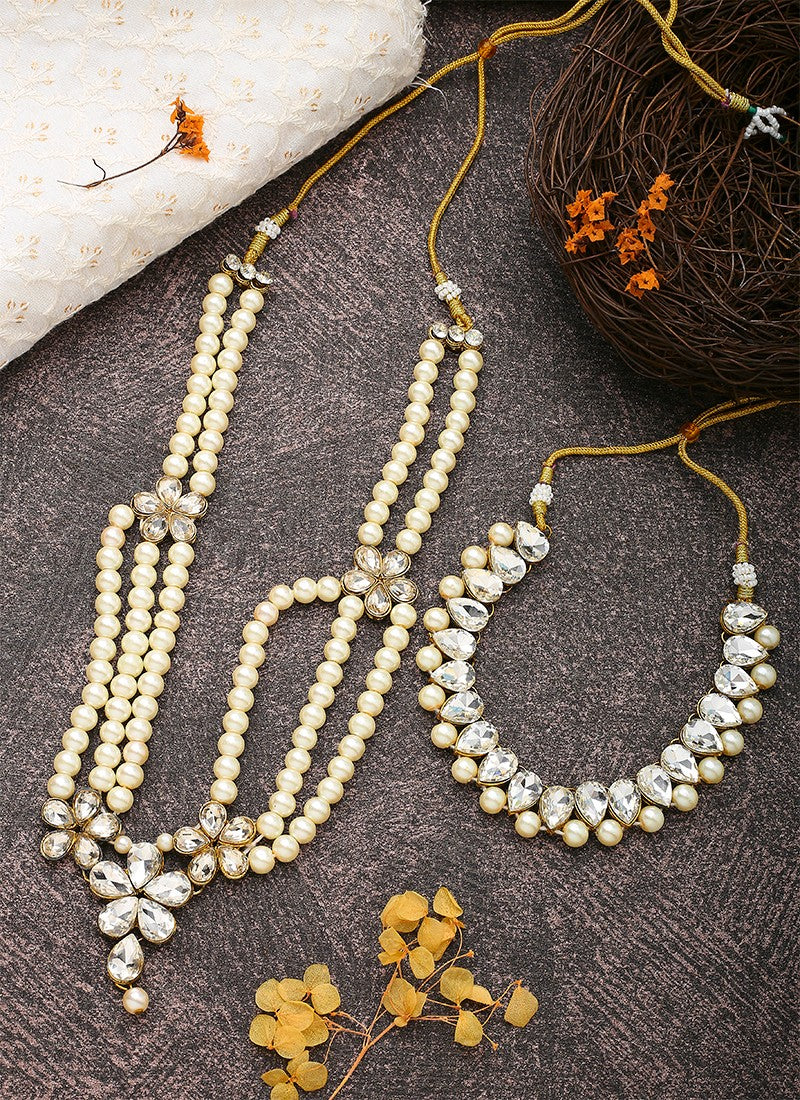 White Gold Necklace Set With Earrings