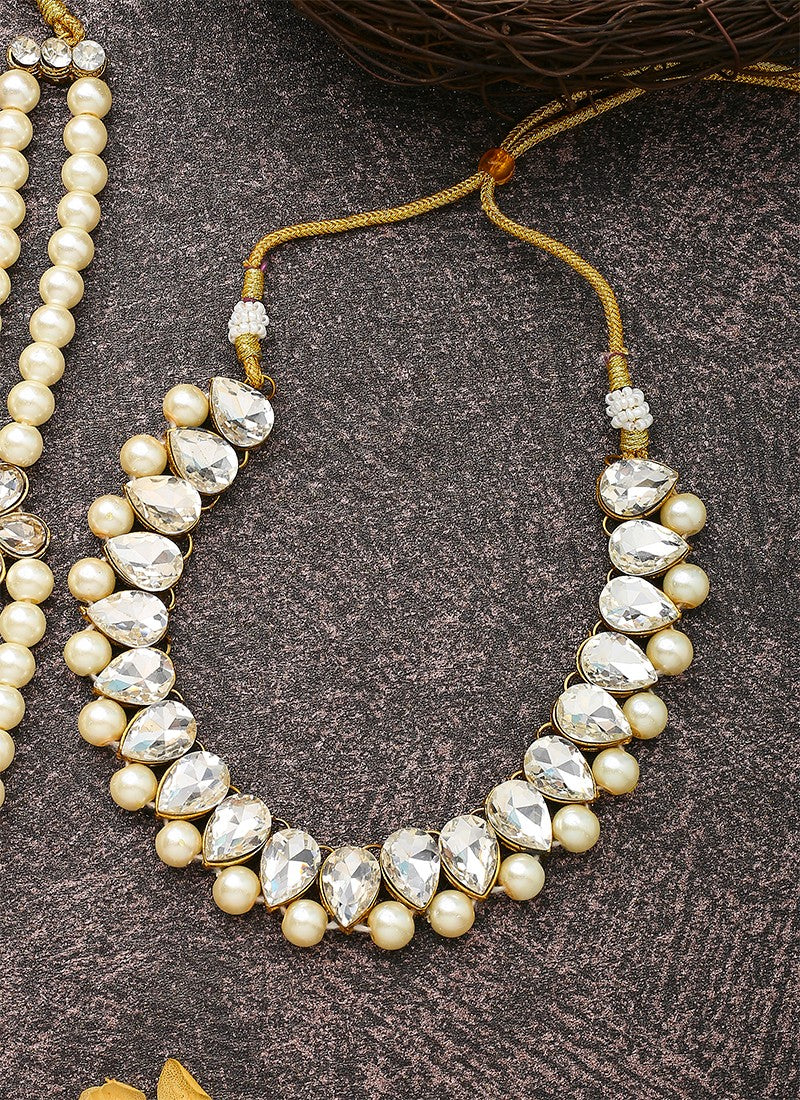 White Gold Necklace Set With Earrings