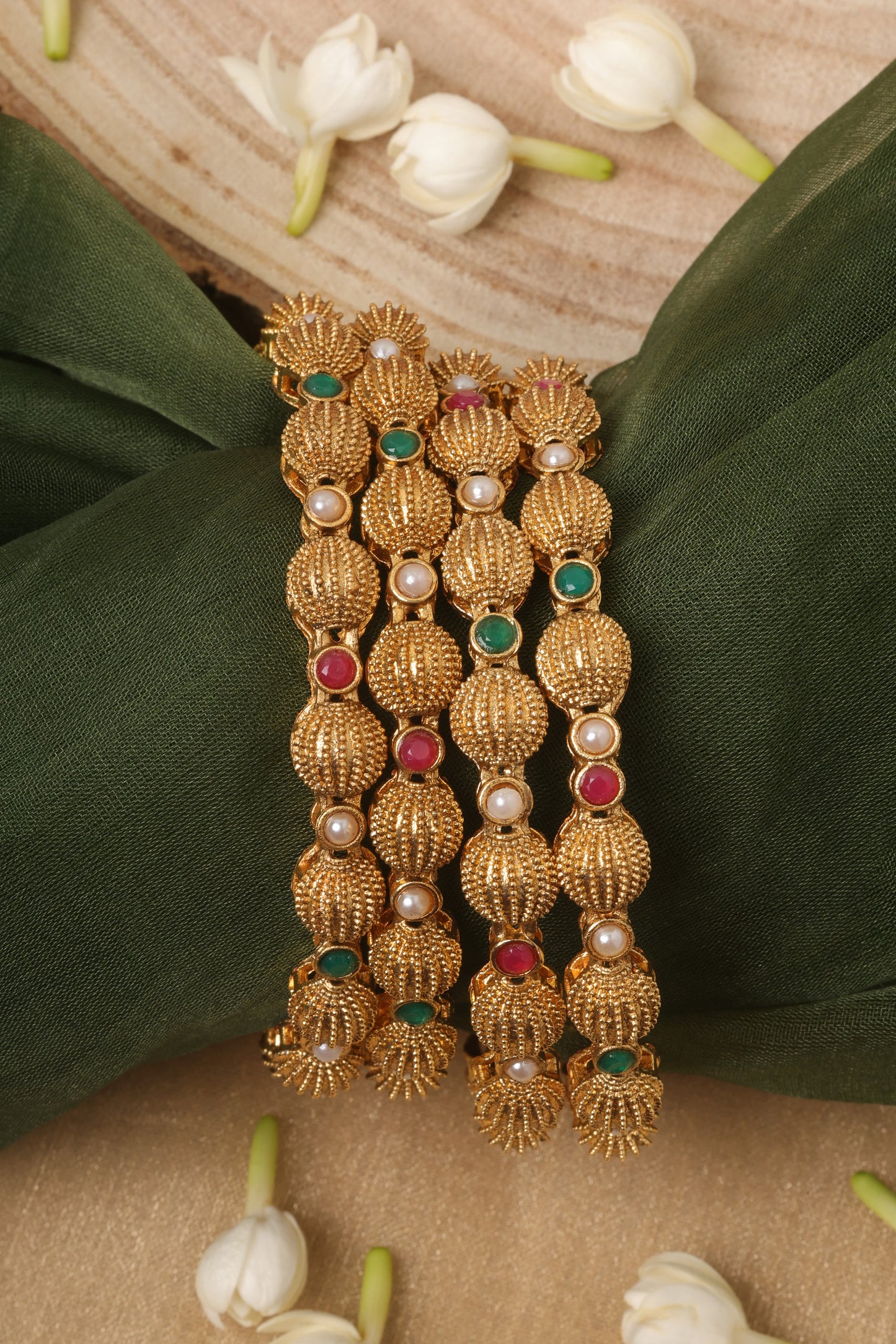 Yellow Gold Plated Bangles Set of 4