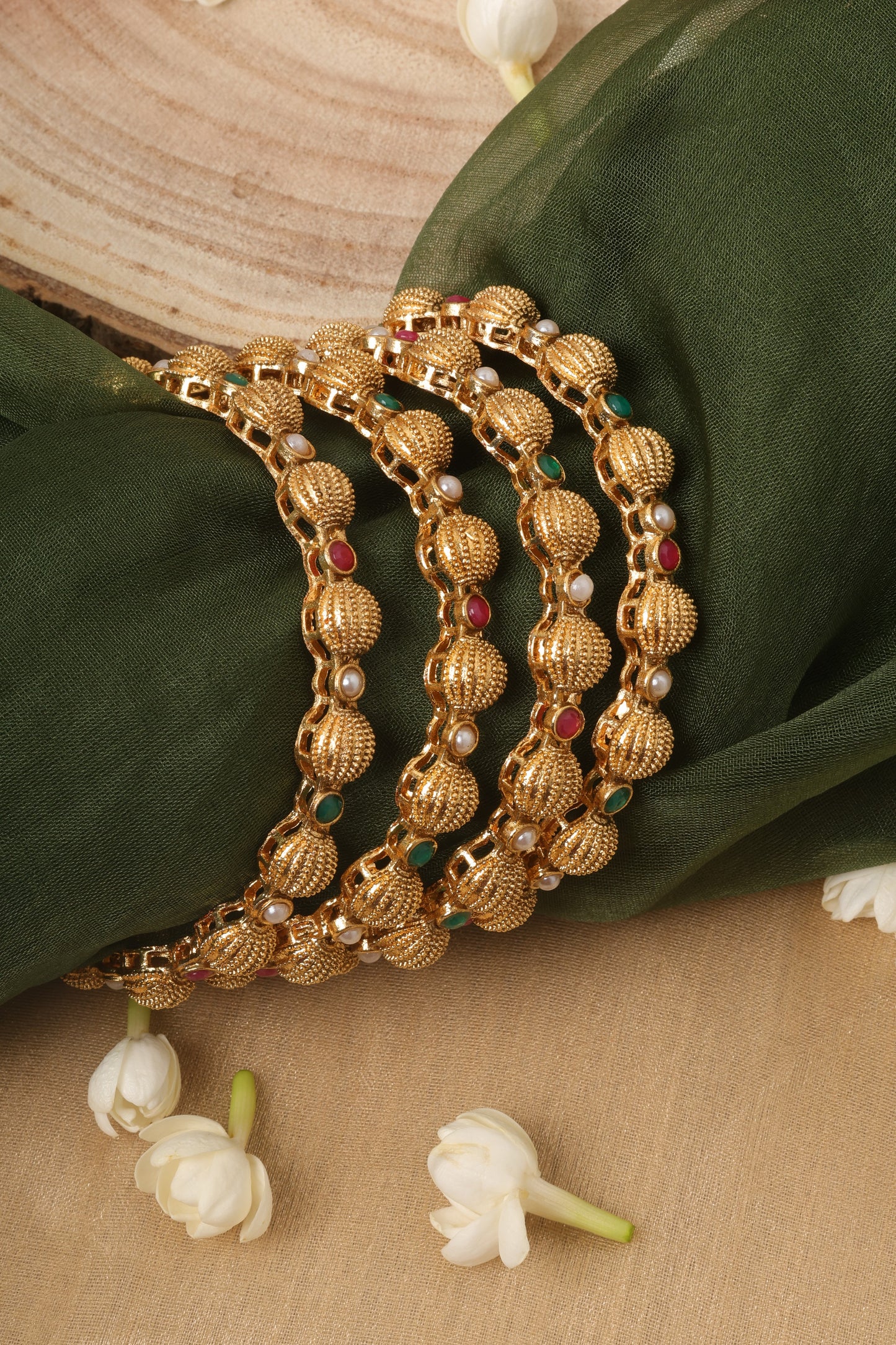 Yellow Gold Plated Bangles Set of 4