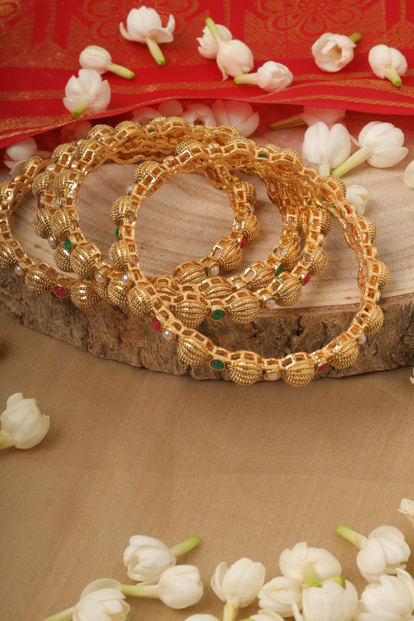 Yellow Gold Plated Bangles Set of 4