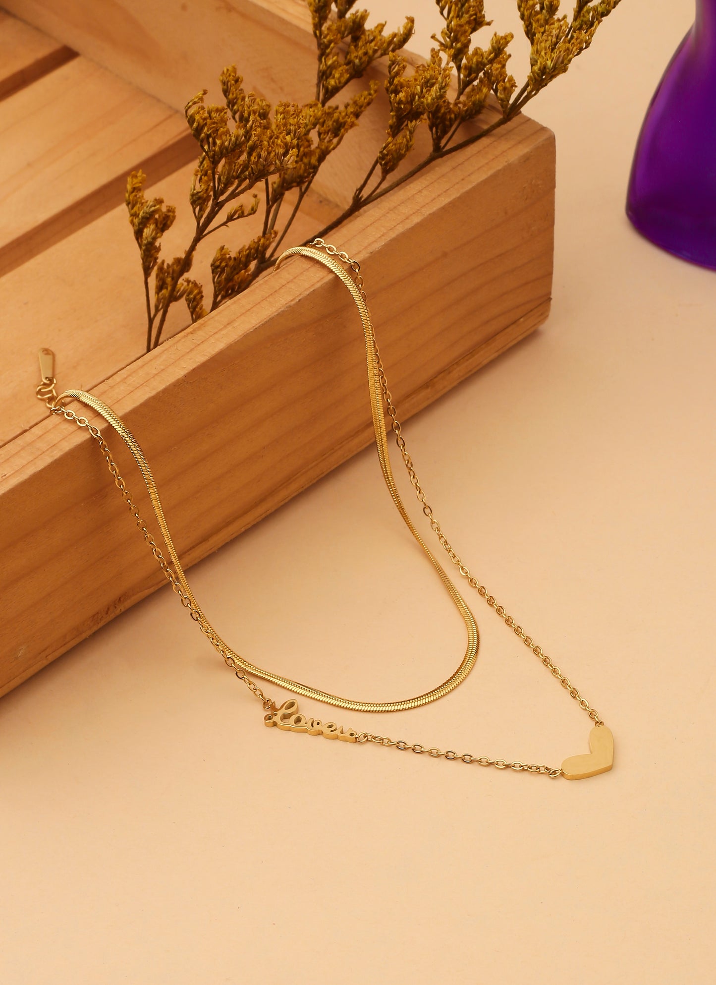 Gold Plated Chain with Love