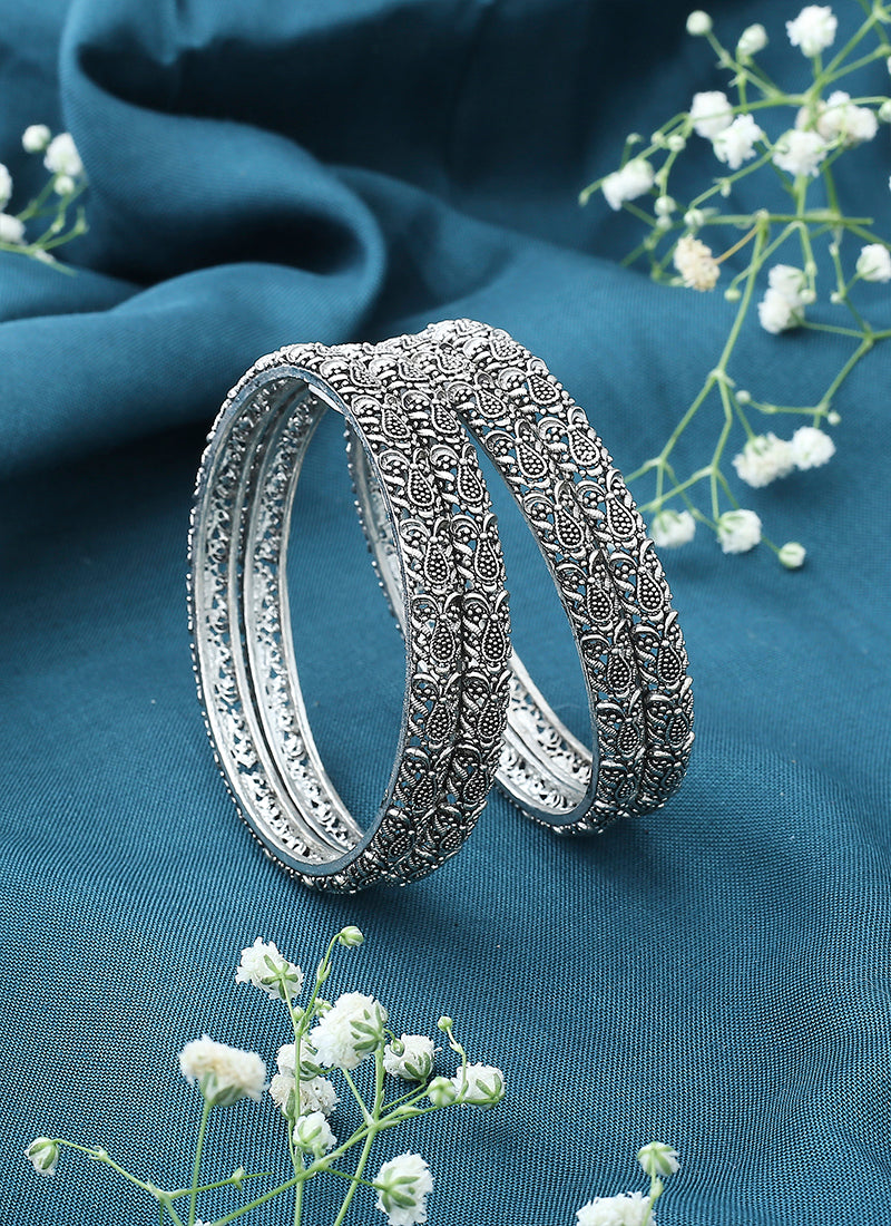 Oxidised Metallic Bangle Set