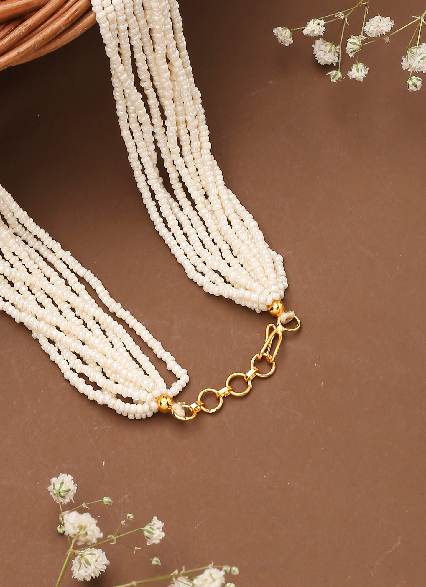 White Traditional Laxmi Motif Mala
