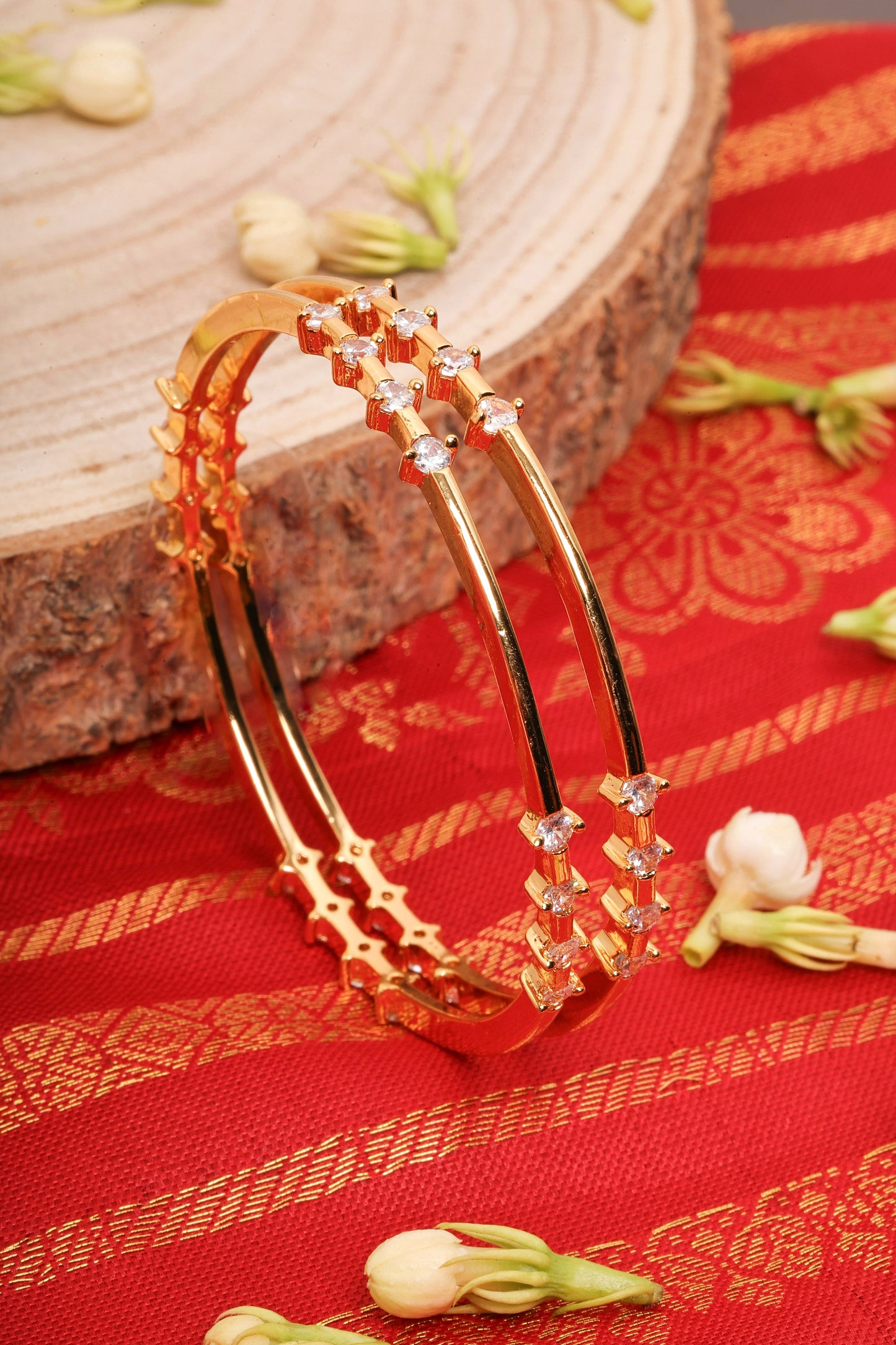 Bangles Set with Pearl Stone Embellishments