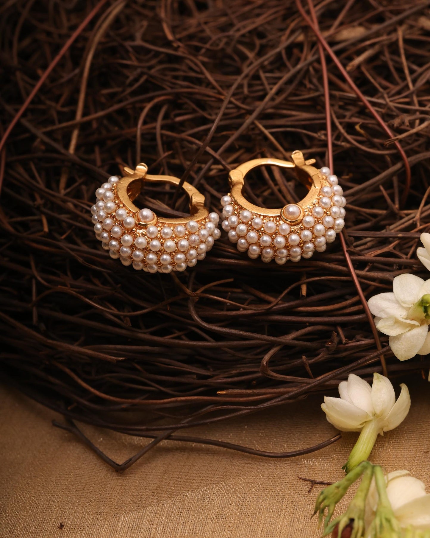 Kundan Pearl Small Hoops
