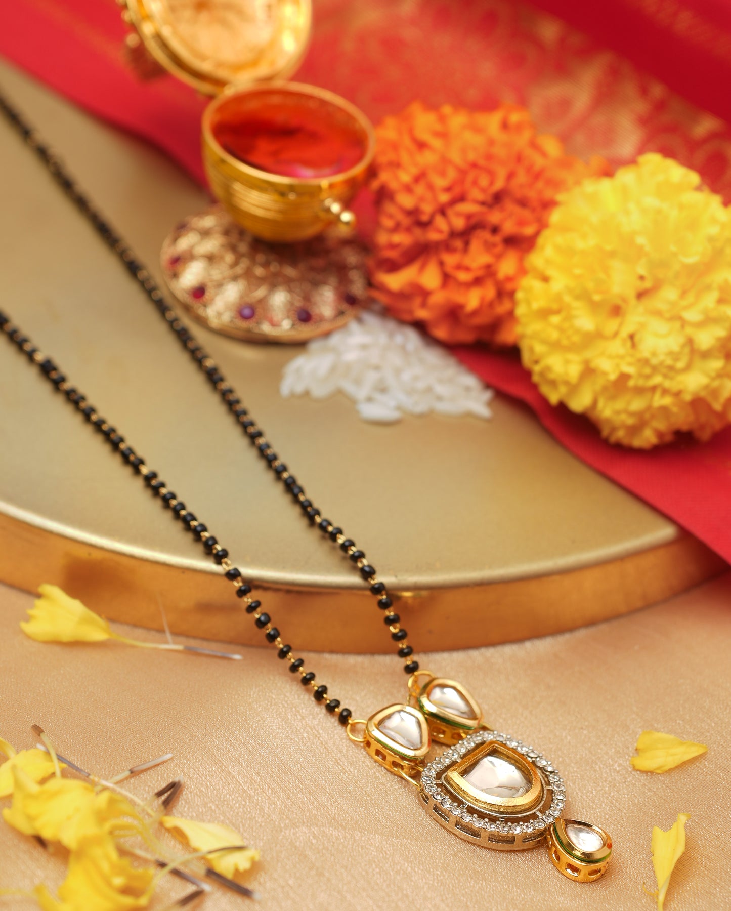 Traditional Kundan and Pearl Drop Mangalsutra