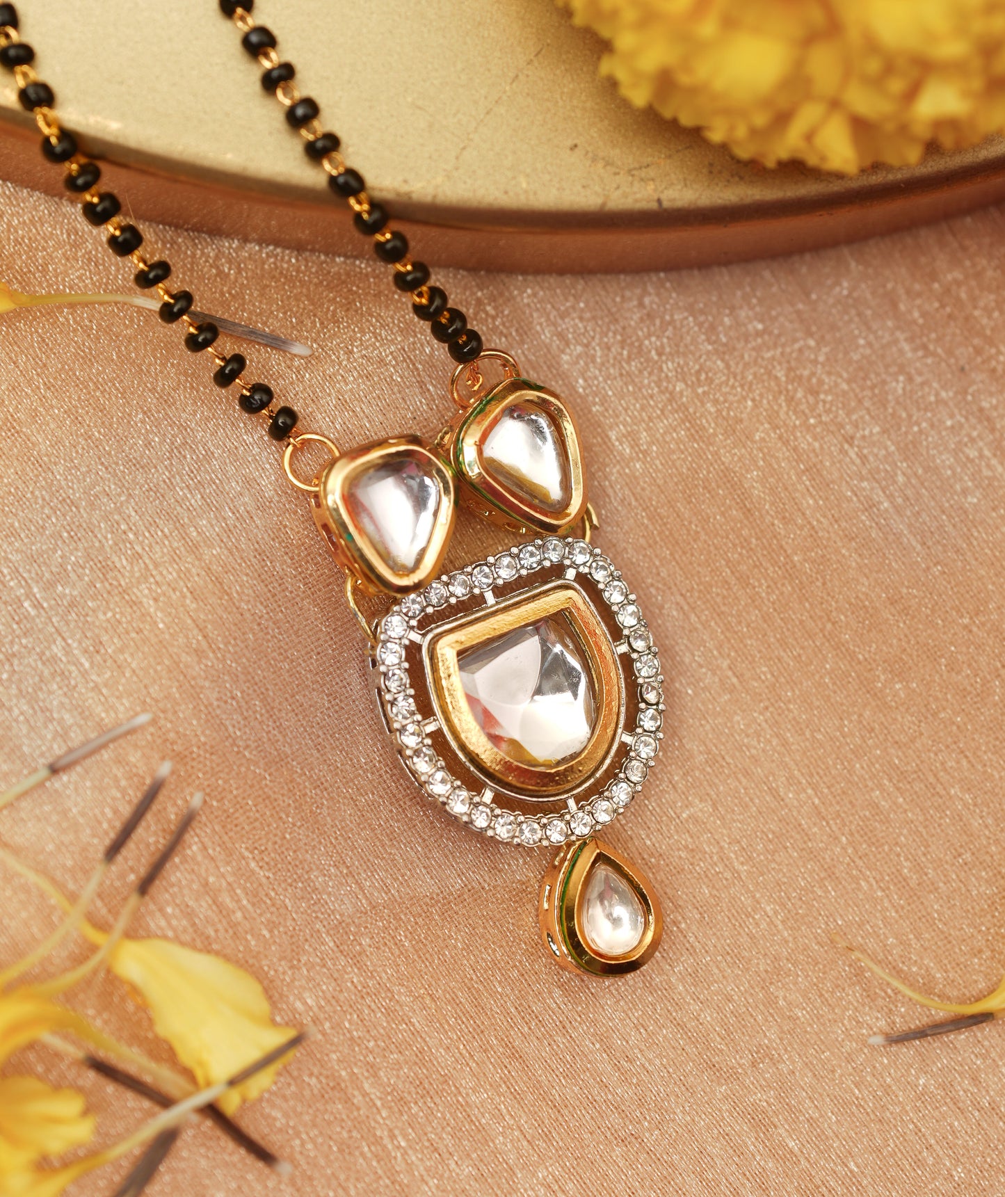 Traditional Kundan and Pearl Drop Mangalsutra