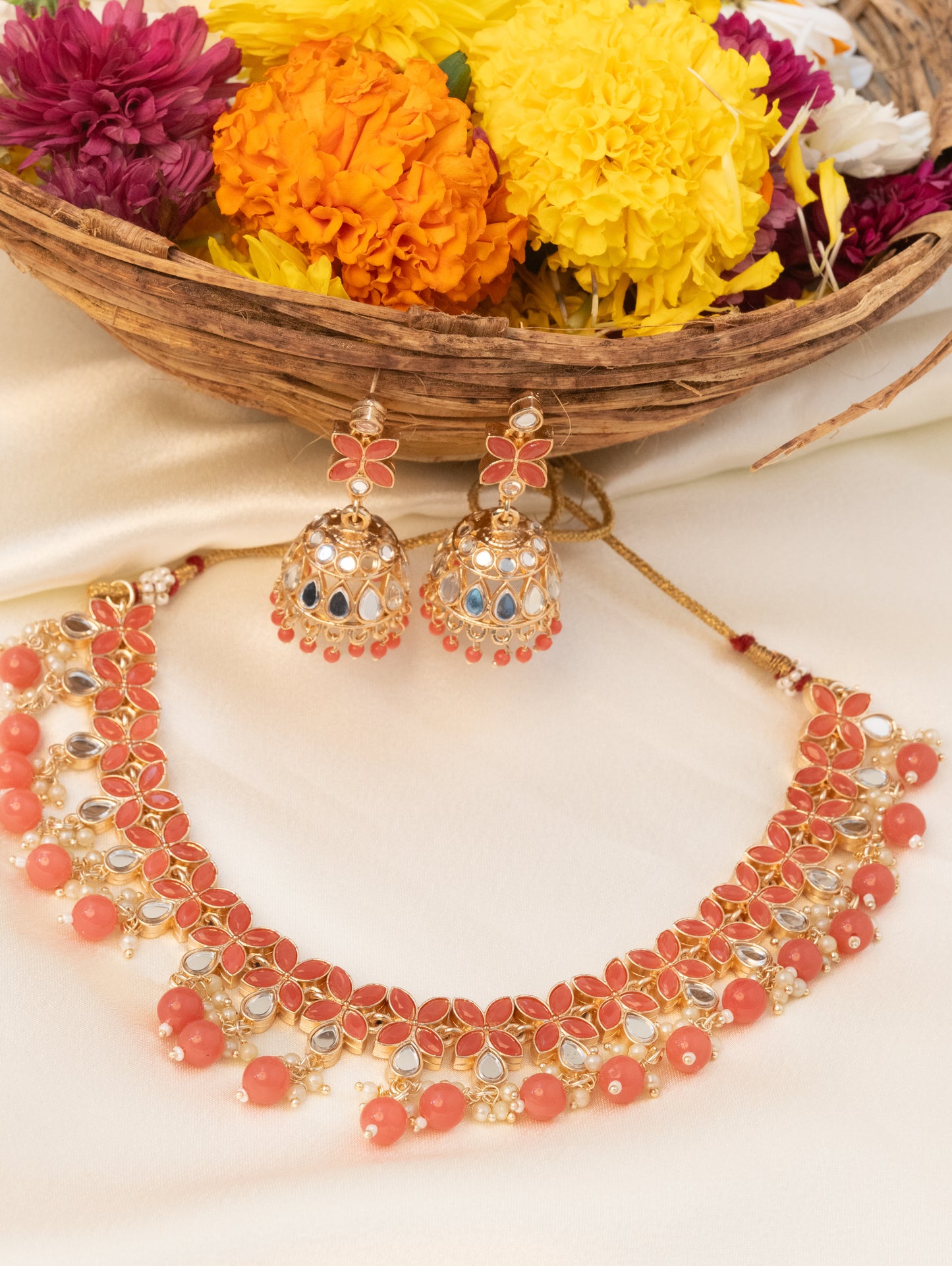 Pink Stone Studded Necklace Set for Festive and Bridal Elegance