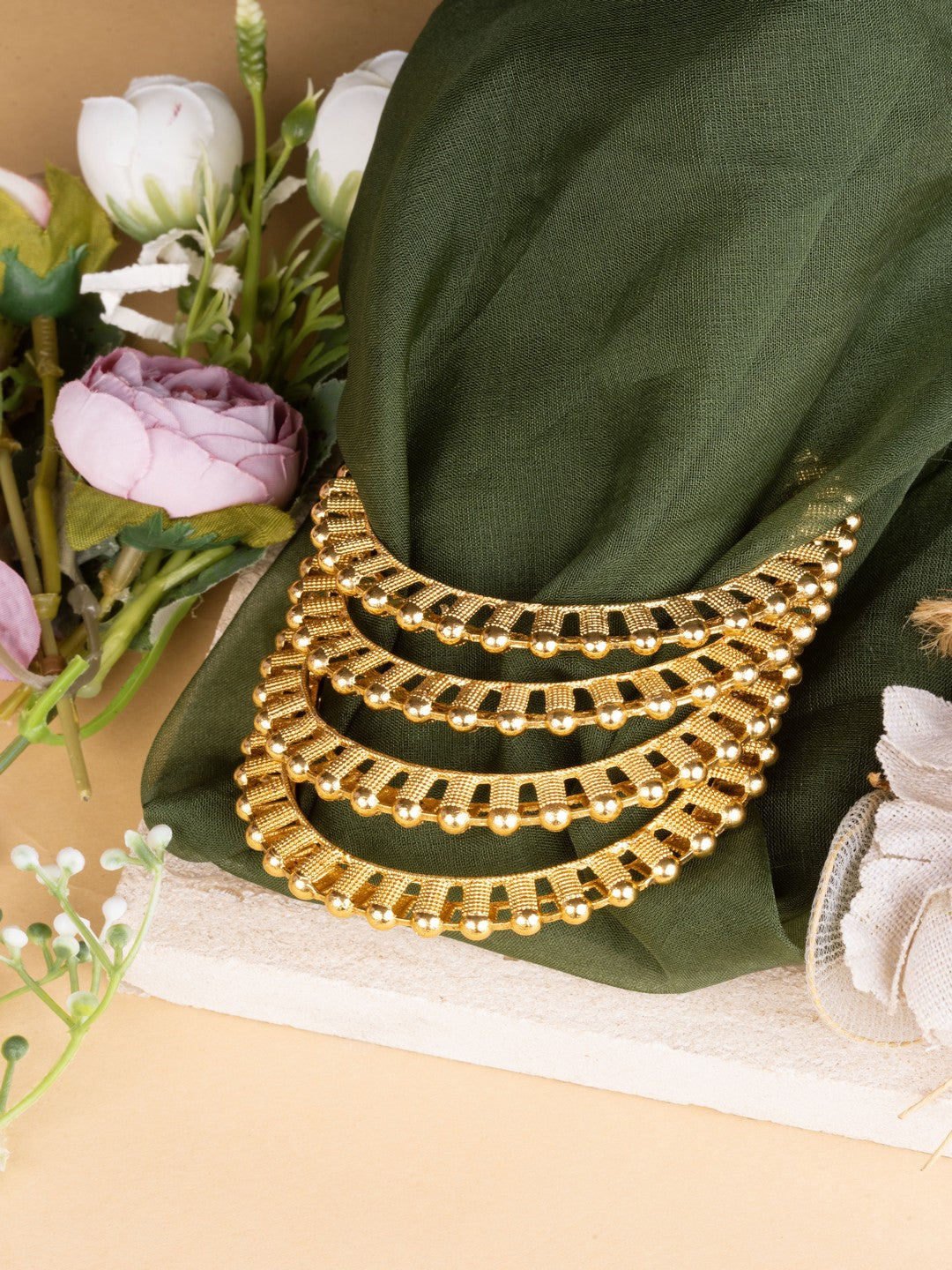 Traditional South Indian Gold Plated-Plated Bangles Set