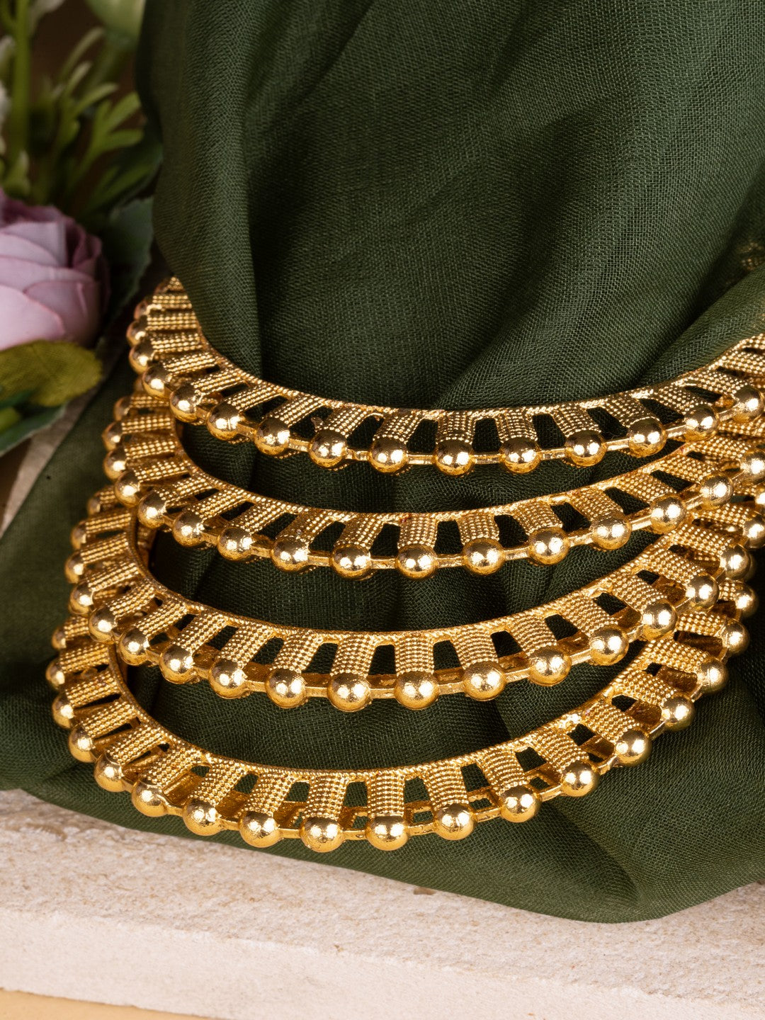 Traditional South Indian Gold Plated-Plated Bangles Set