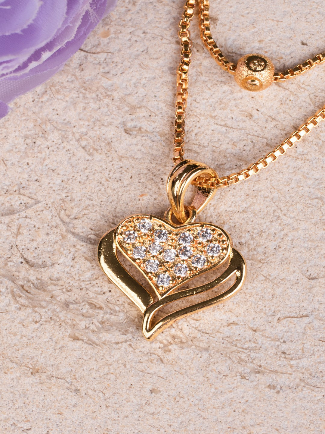 Black & Gold Heart Shaped AD Stone Mangalsutra