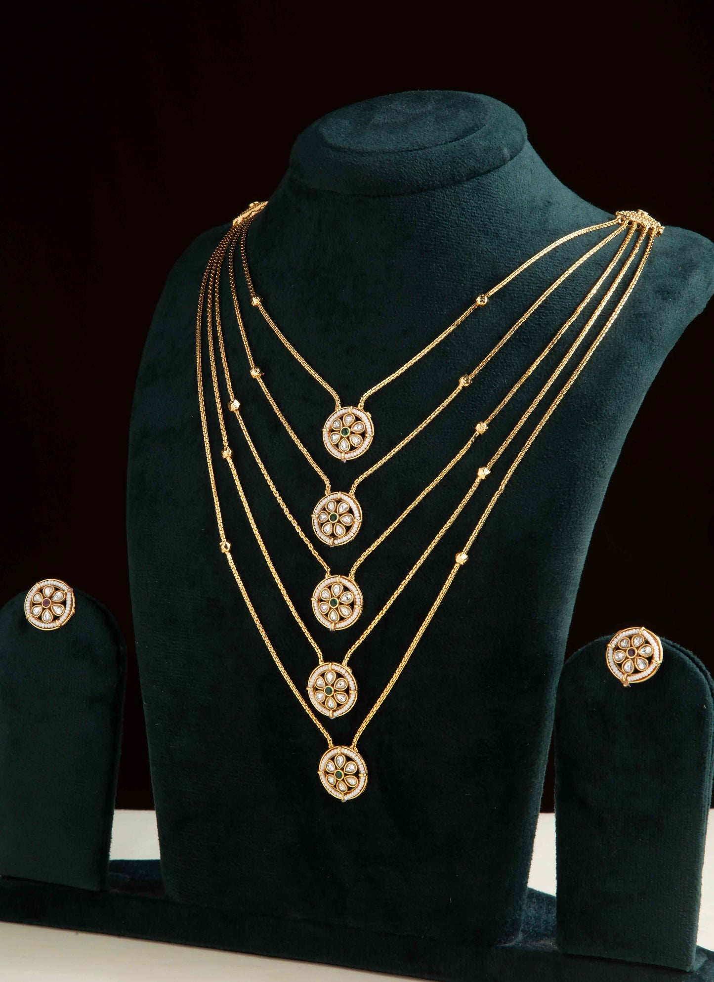 Gold Long Layer Chain with Round Pendant
