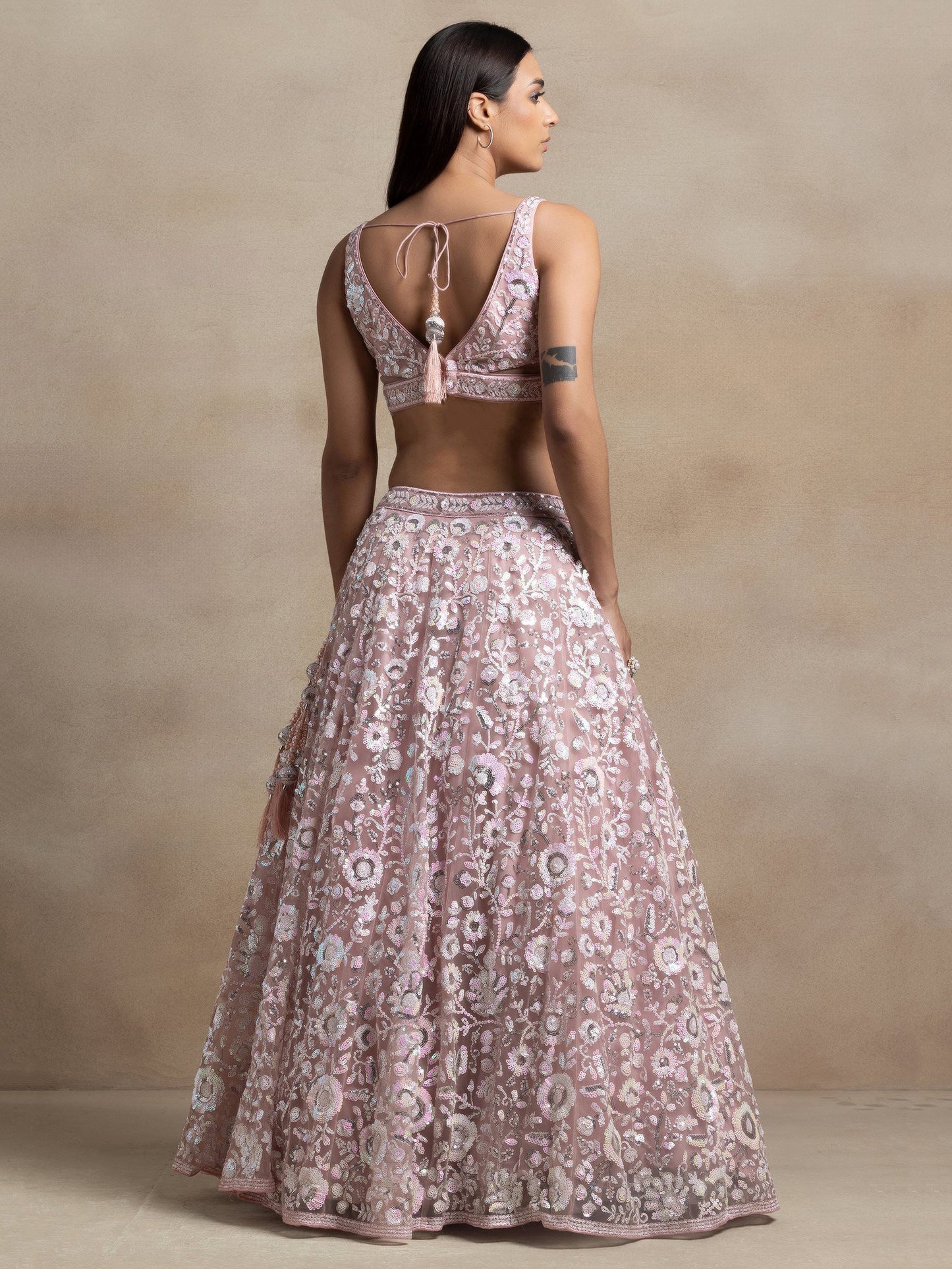 Pink Sequins Embroidered Soft Net Designer Lehenga Choli Unstitched