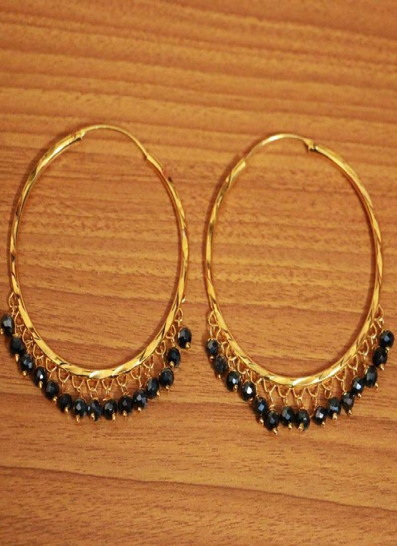 Black Crystal Gold Look Hoops