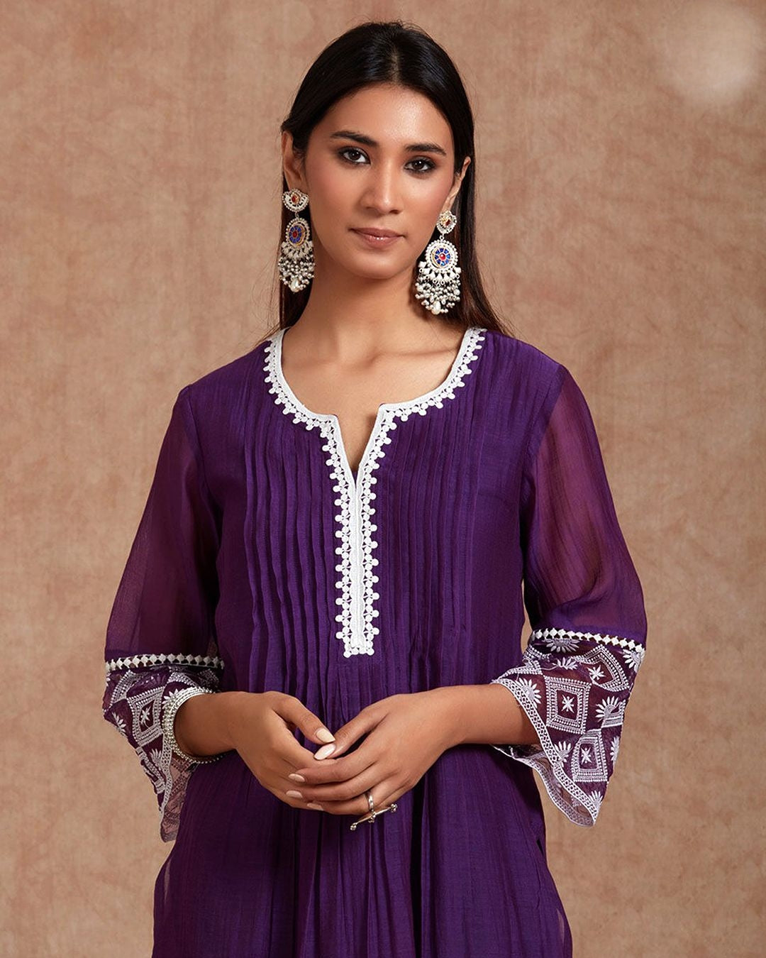 Silk Blend Embroidered Straight Cut Kurta Pant Set with Dupatta