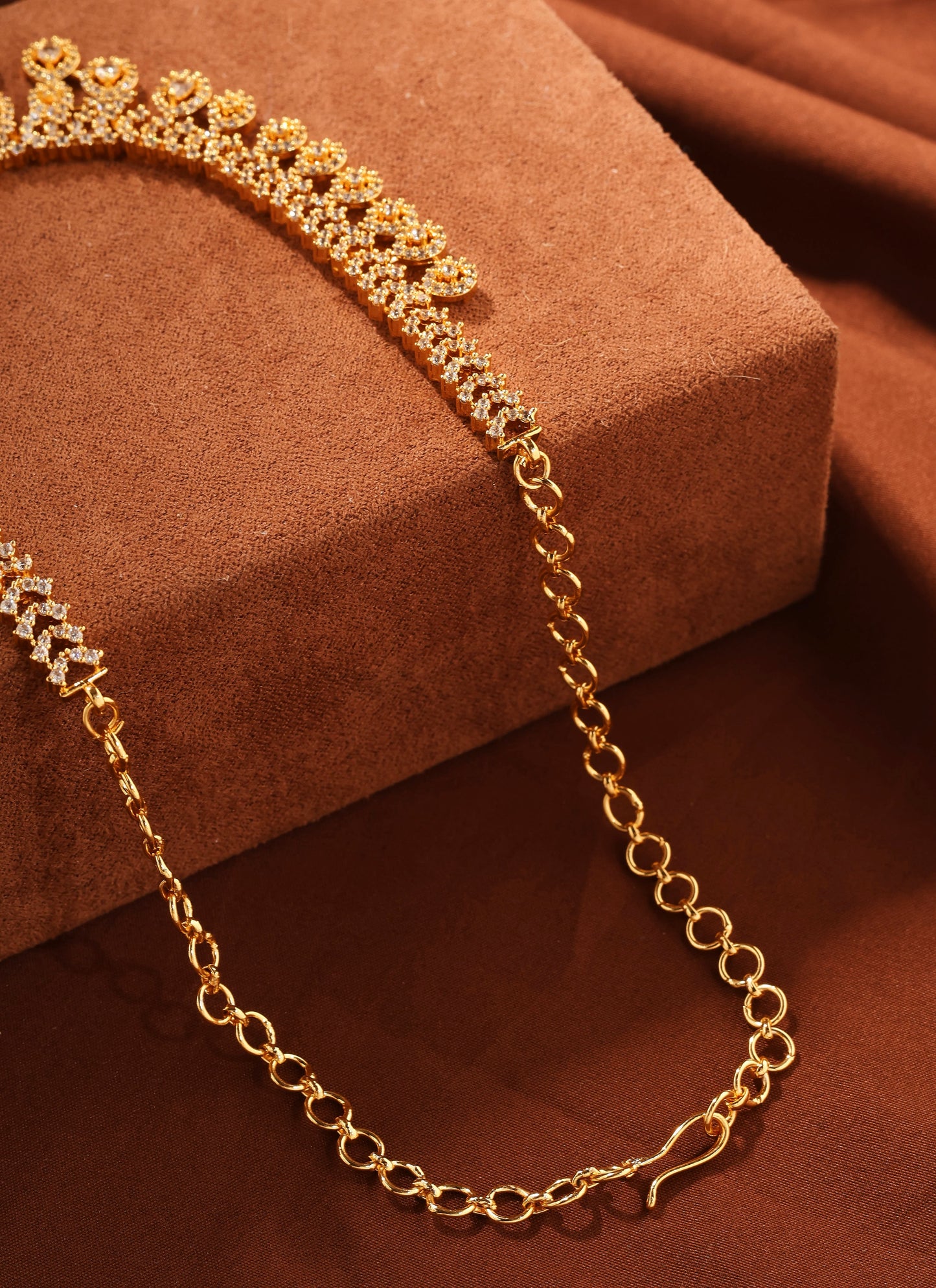 American Diamond Necklace Set with Earrings and Pear Shaped Motifs
