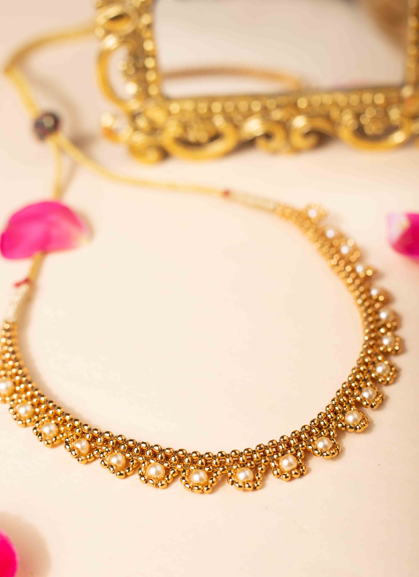 Golden Pearl Choker Set