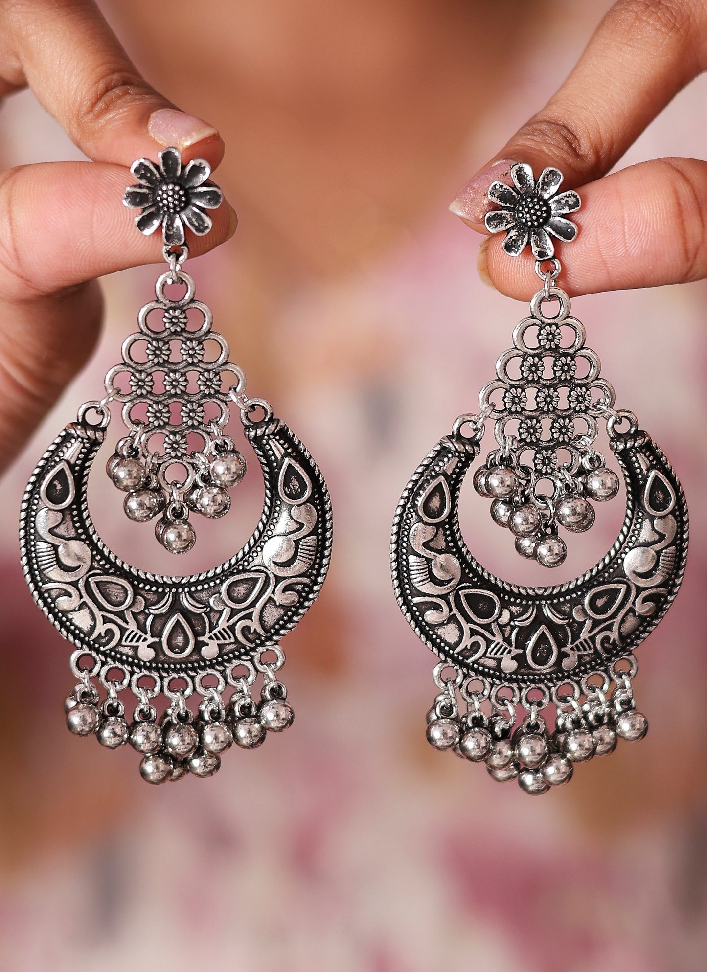 Oxidized Earrings with Ghungroo for Navratri