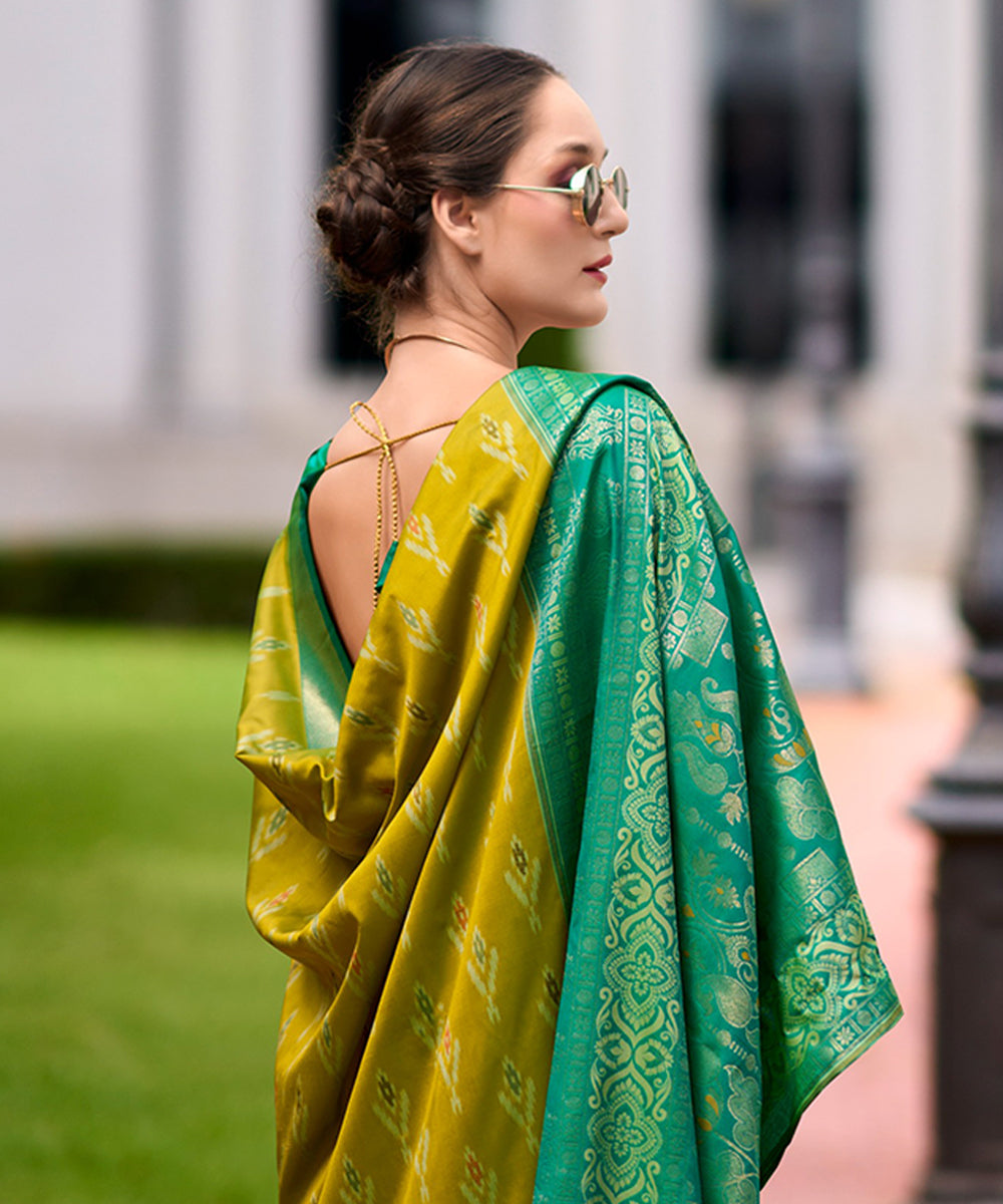 Lemon Green Soft Silk Patola Saree