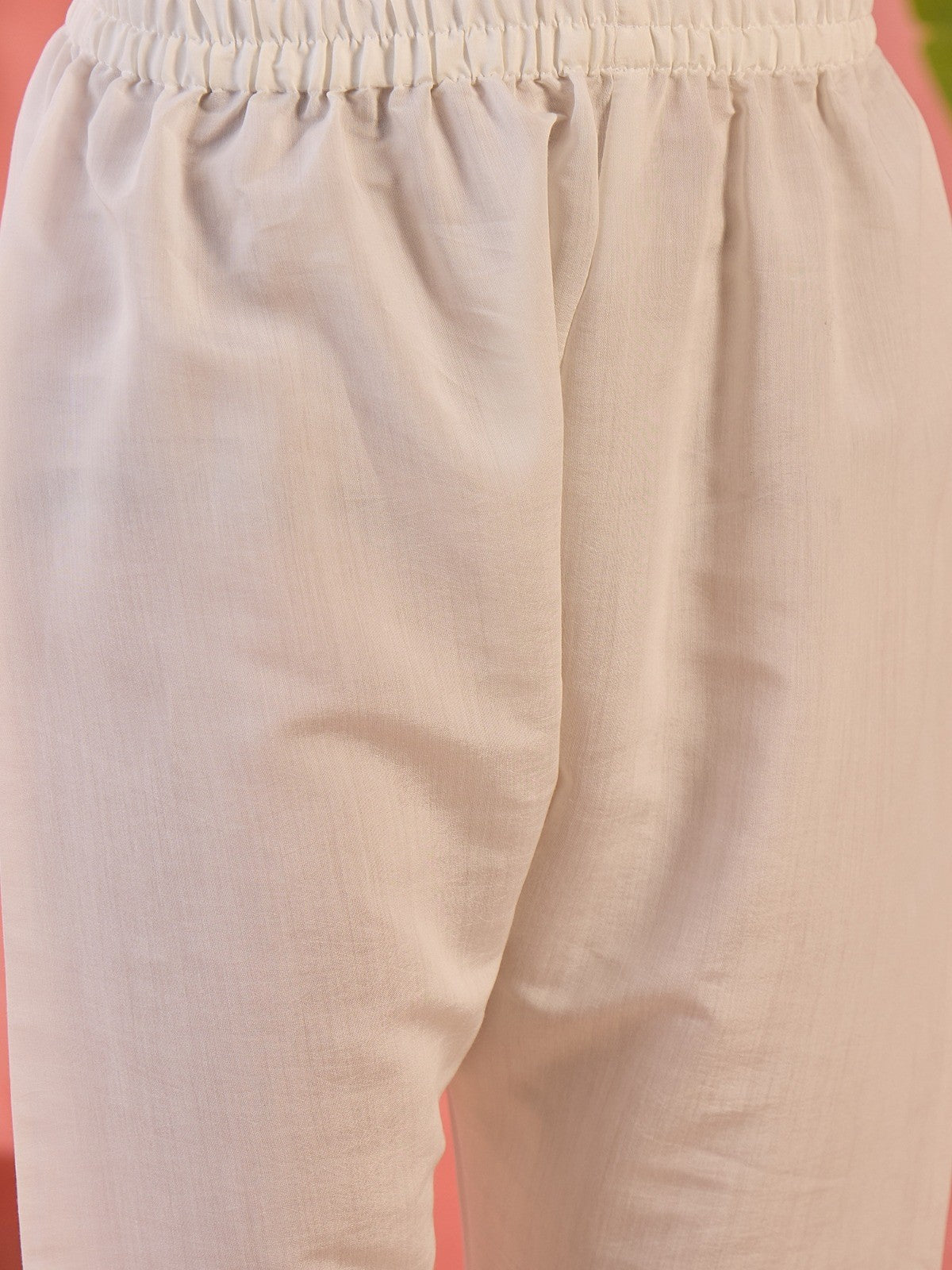 White Roman Silk Kurta with Bottom and Dupatta
