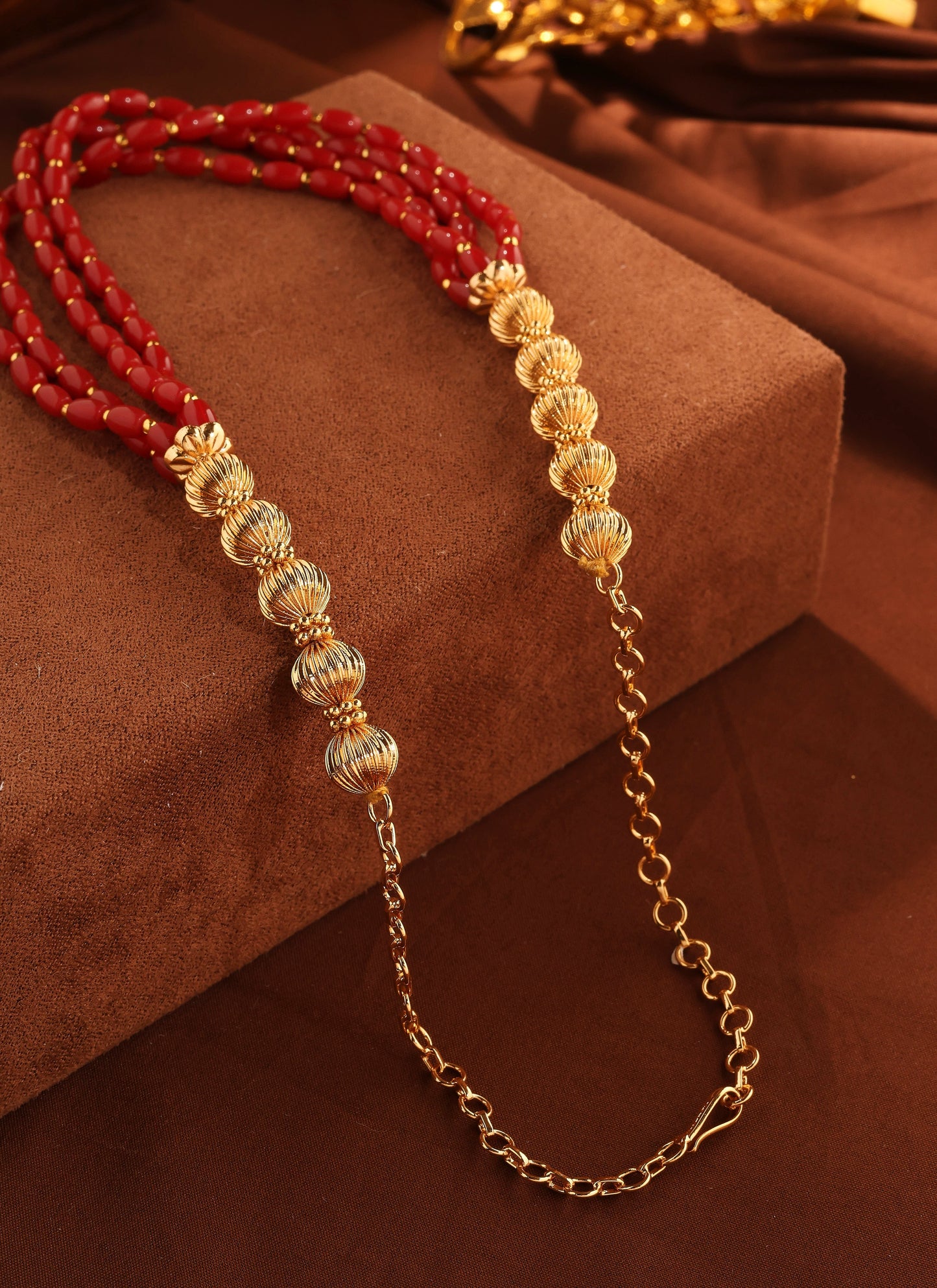 Multilayer Necklace with Coral Beads