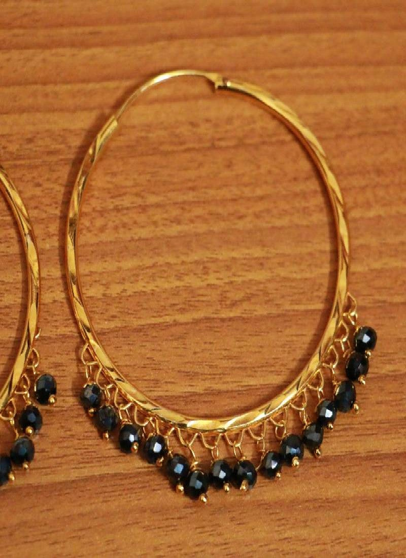 Black Crystal Gold Look Hoops