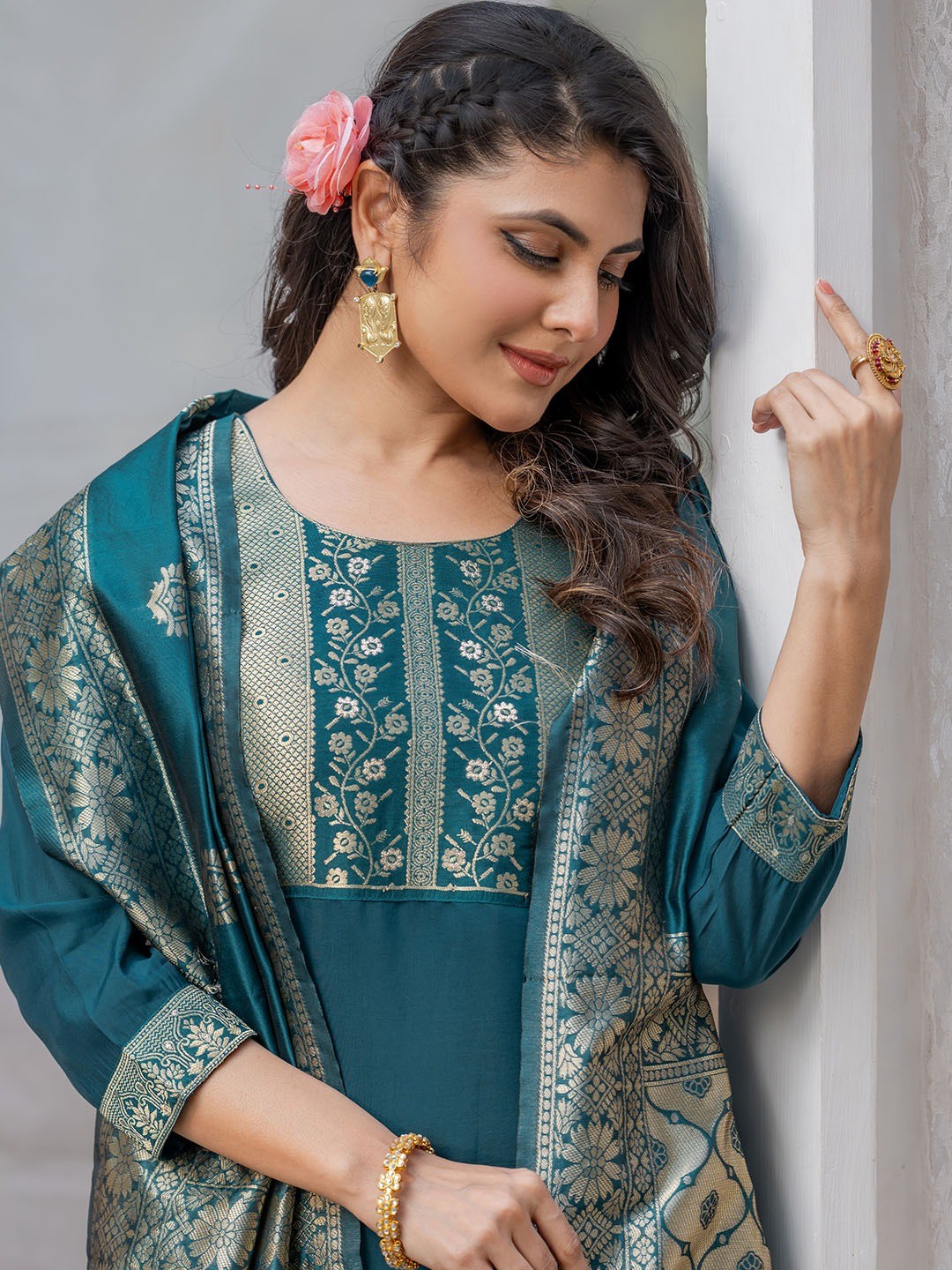 Rama Rayon Jacquard Kurta Pant with Dupatta