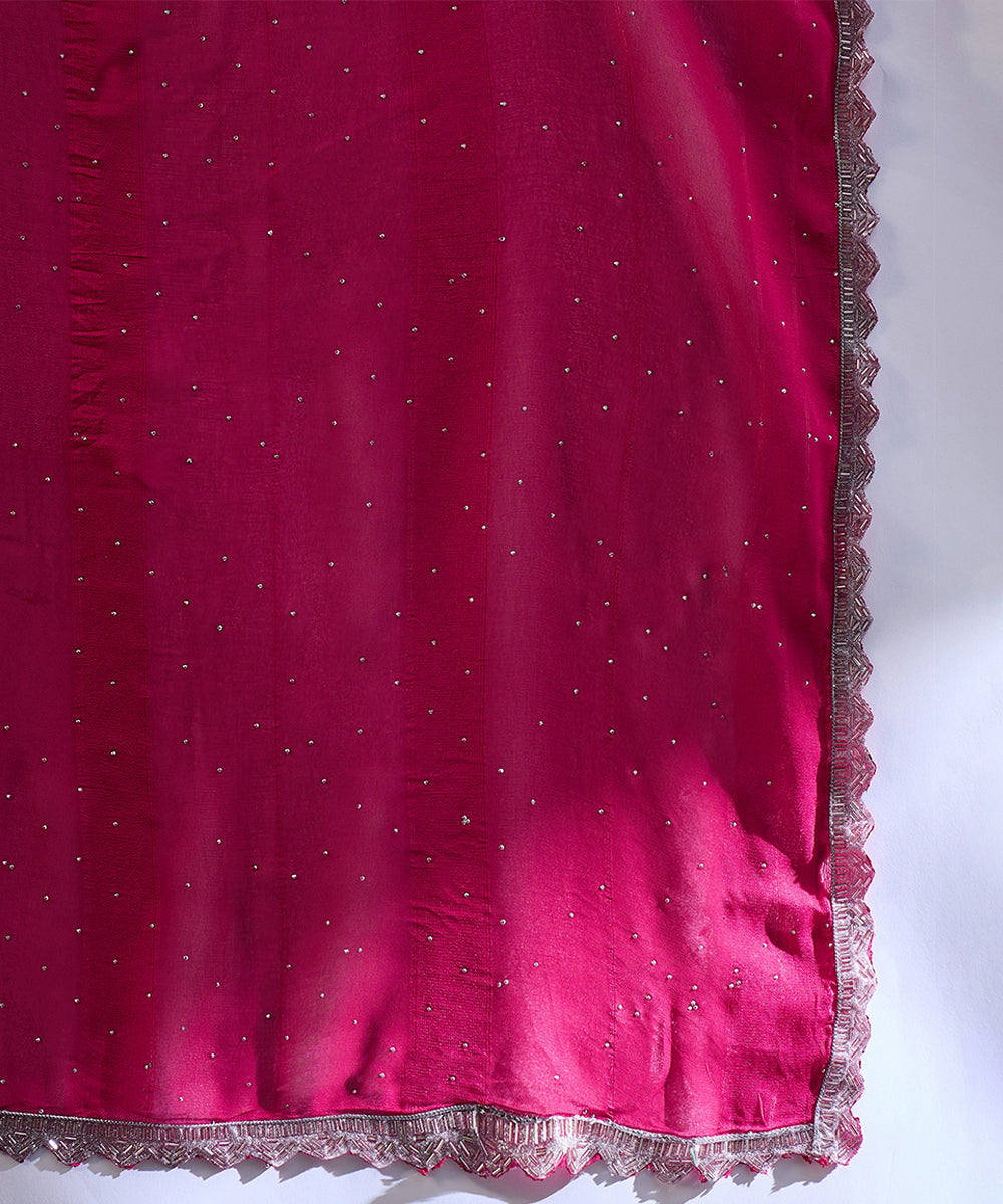 Fuchsia Pink Glitter Georgette Saree for a Glamorous Look