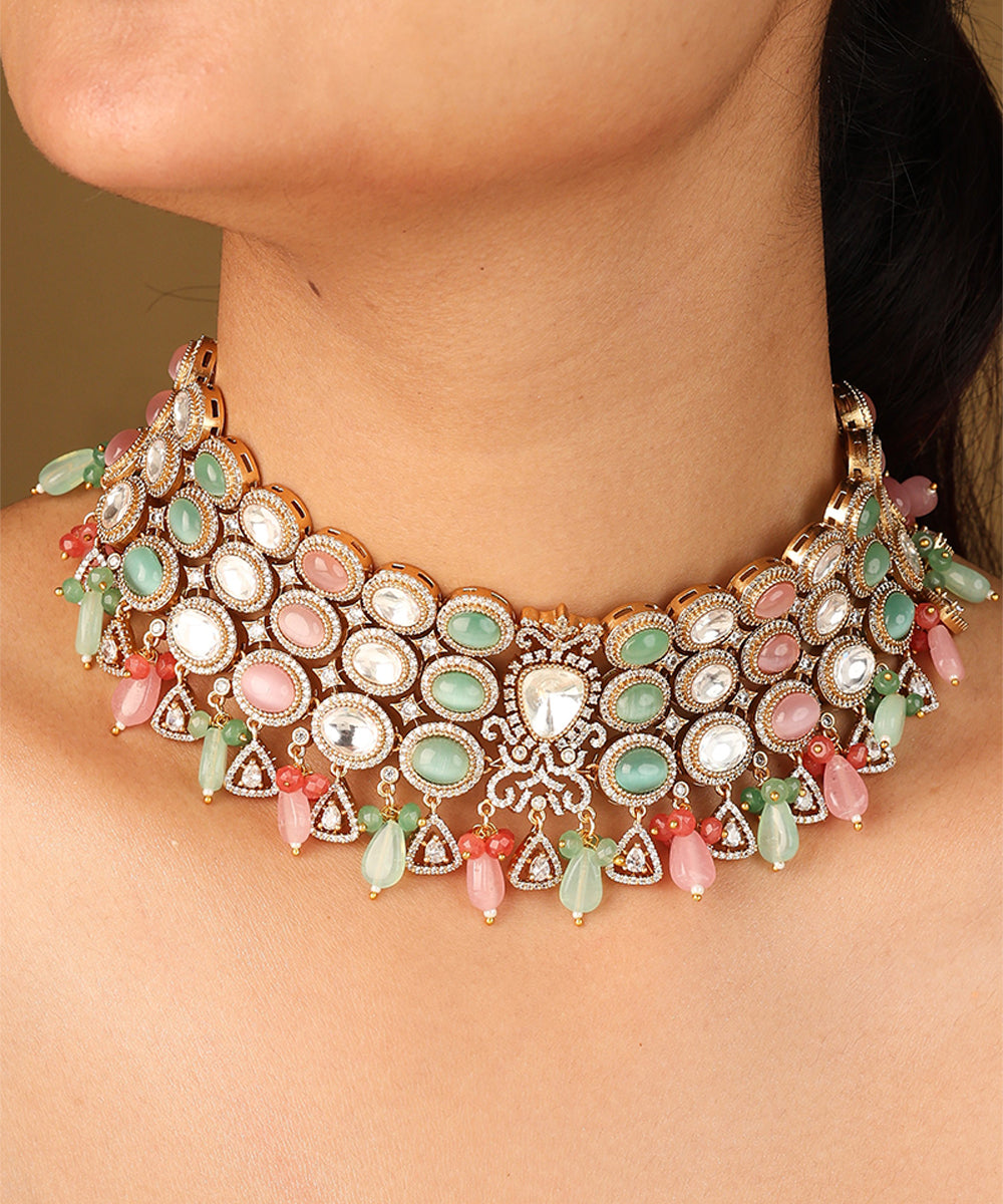 Pastel Colour Choker Necklace with American Stones