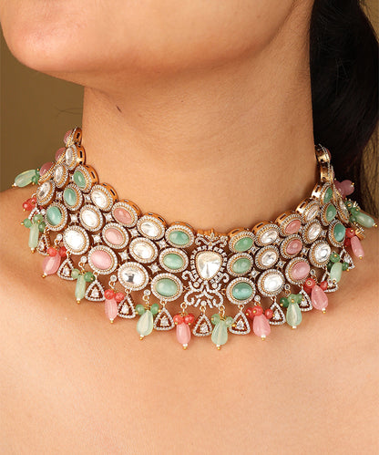 Pastel Colour Choker Necklace with American Stones