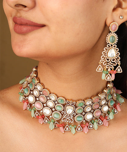 Pastel Colour Choker Necklace with American Stones
